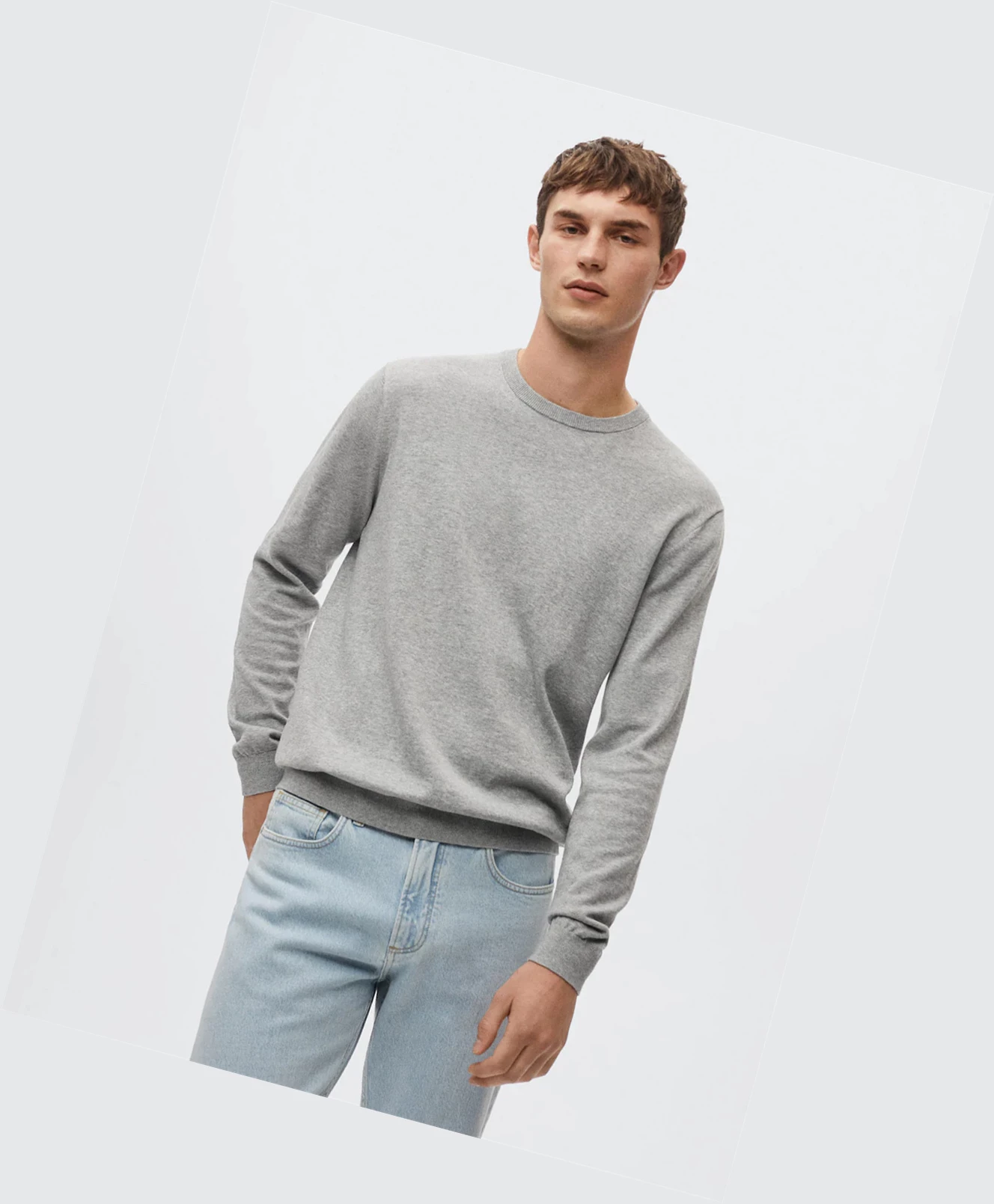 Svetre Mango Fine-knit Bavlnene Panske Siva | SK862595