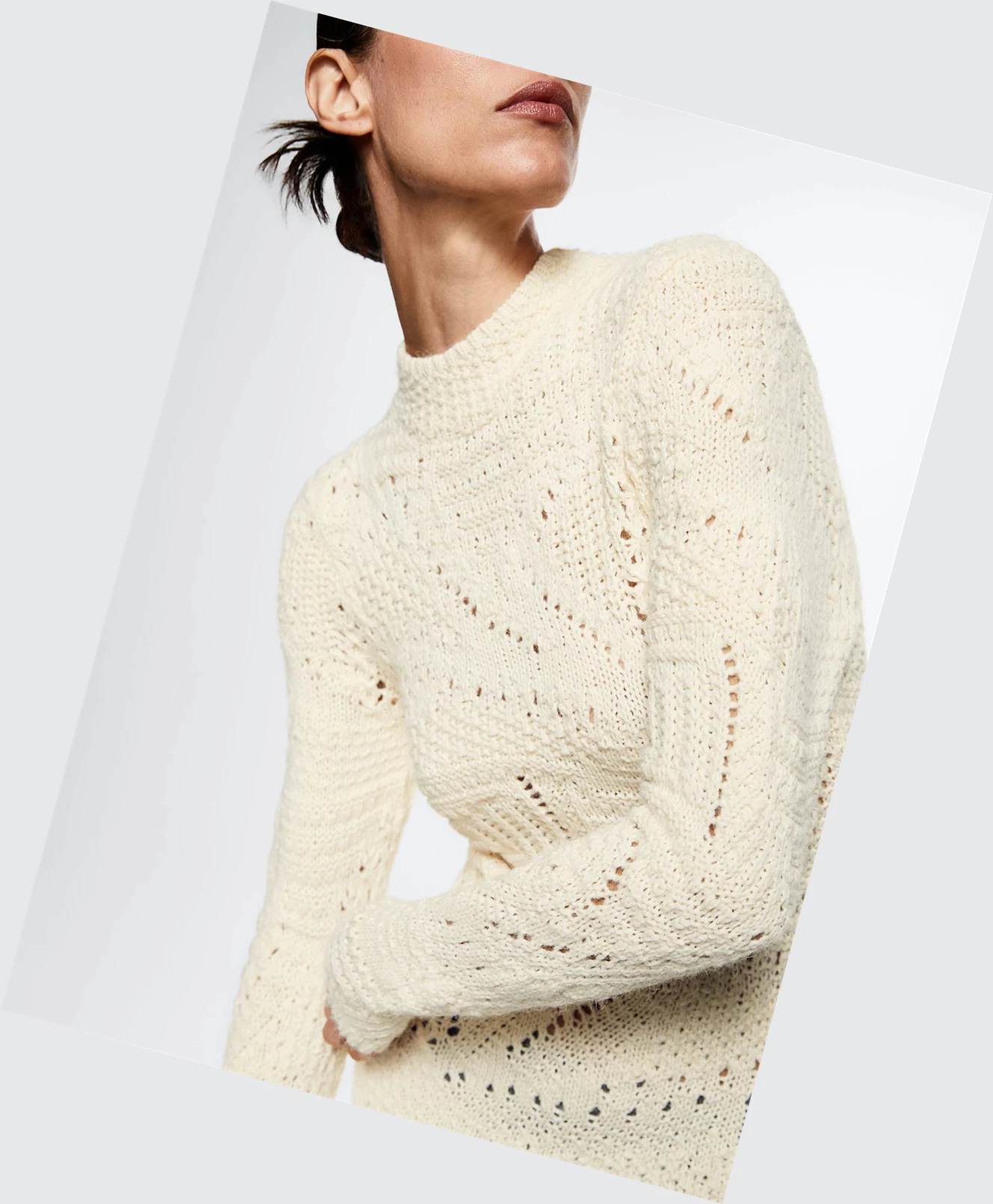 Svetre Mango Knit Openwork Detail Damske Ecru | SK862443