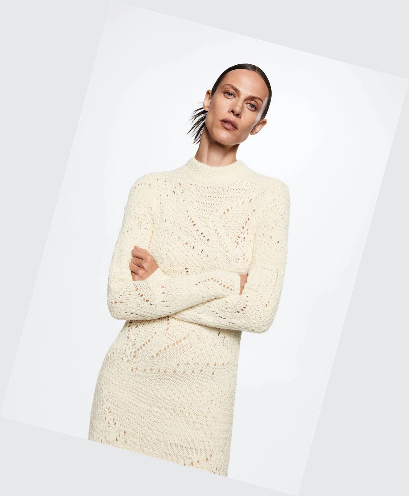 Svetre Mango Knit Openwork Detail Damske Ecru | SK862443