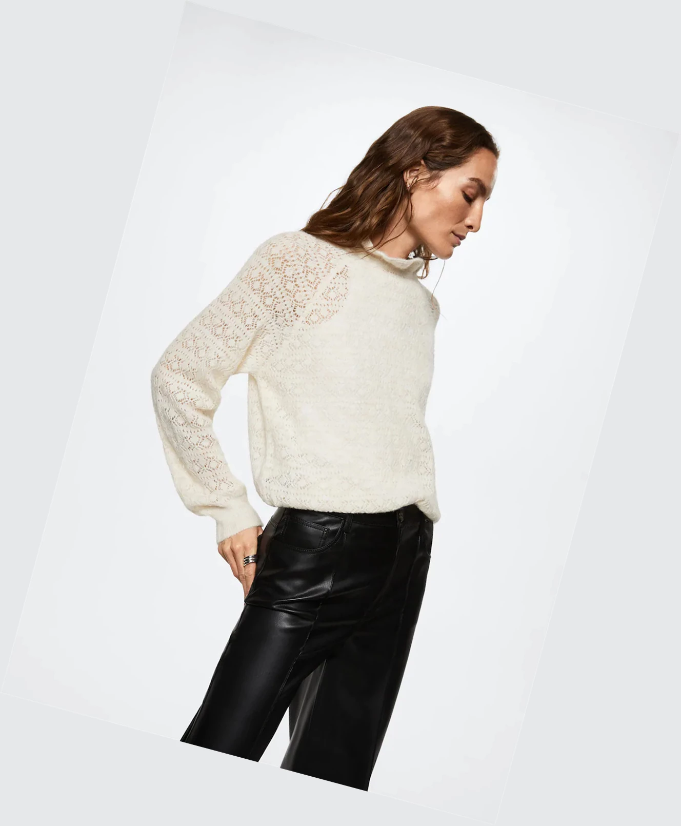 Svetre Mango Openwork Knit Damske Ecru | SK862545