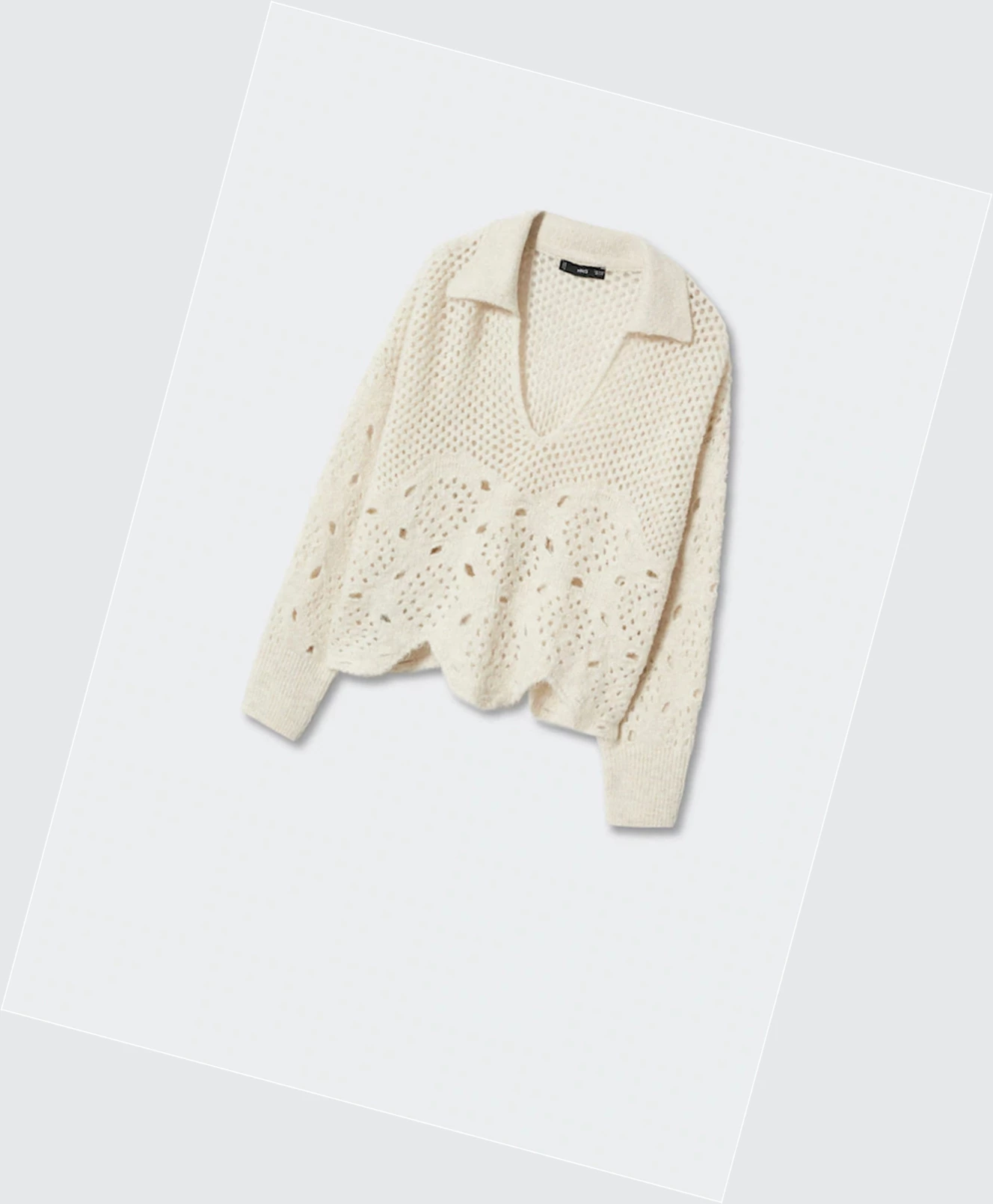 Svetre Mango Openwork Knit Damske Ecru | SK862551