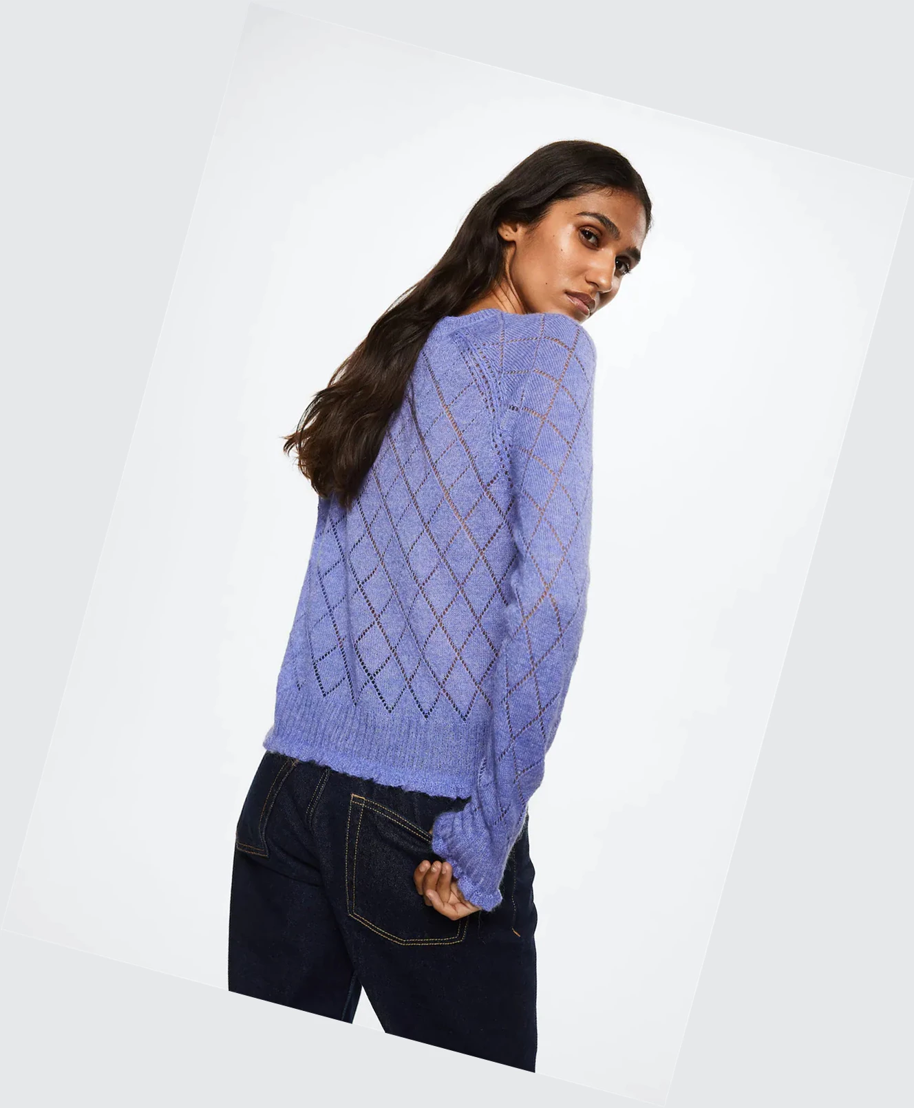 Svetre Mango Openwork Knit Damske Modre | SK862492