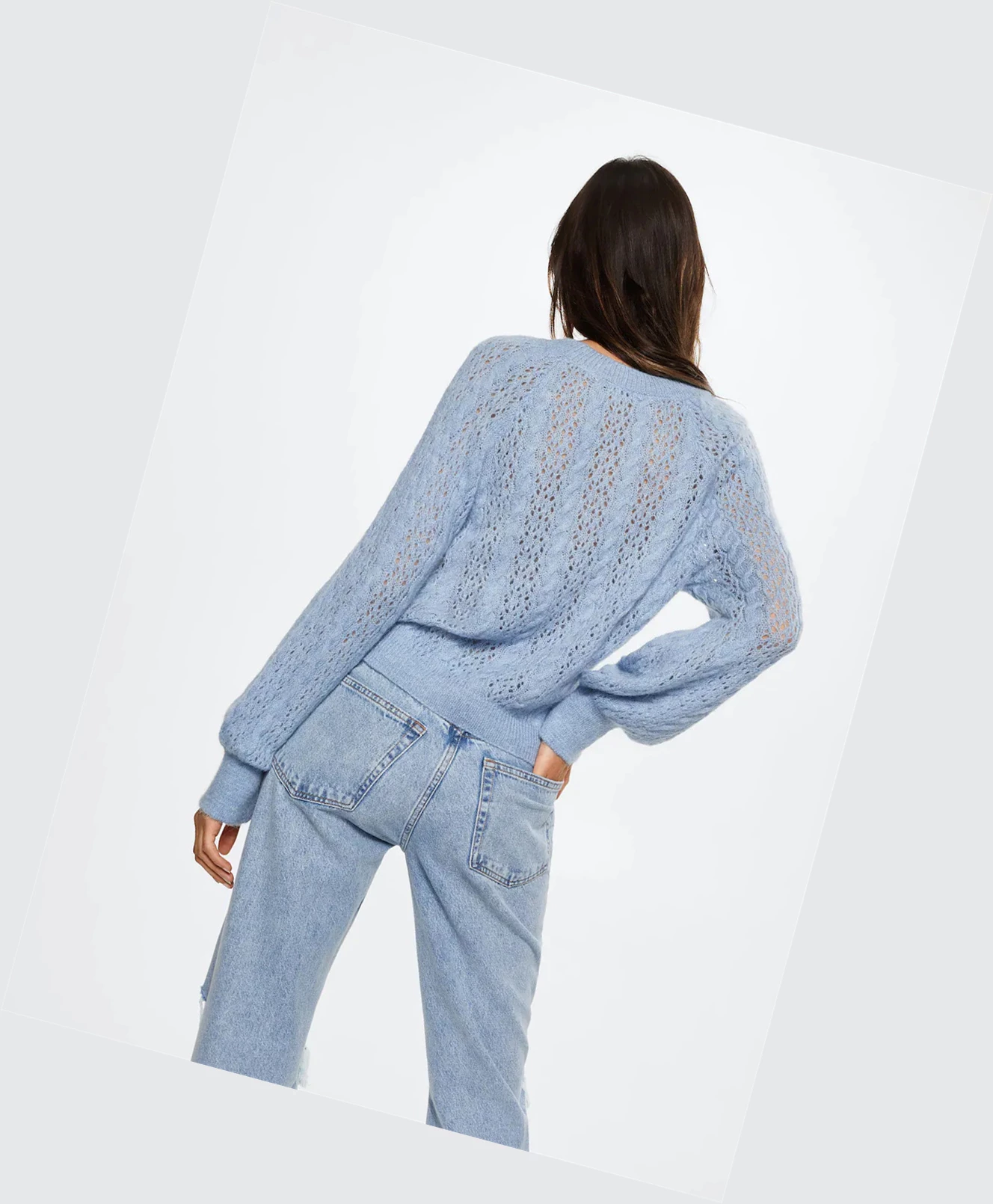 Svetre Mango Openwork Knit Damske Modre | SK862626