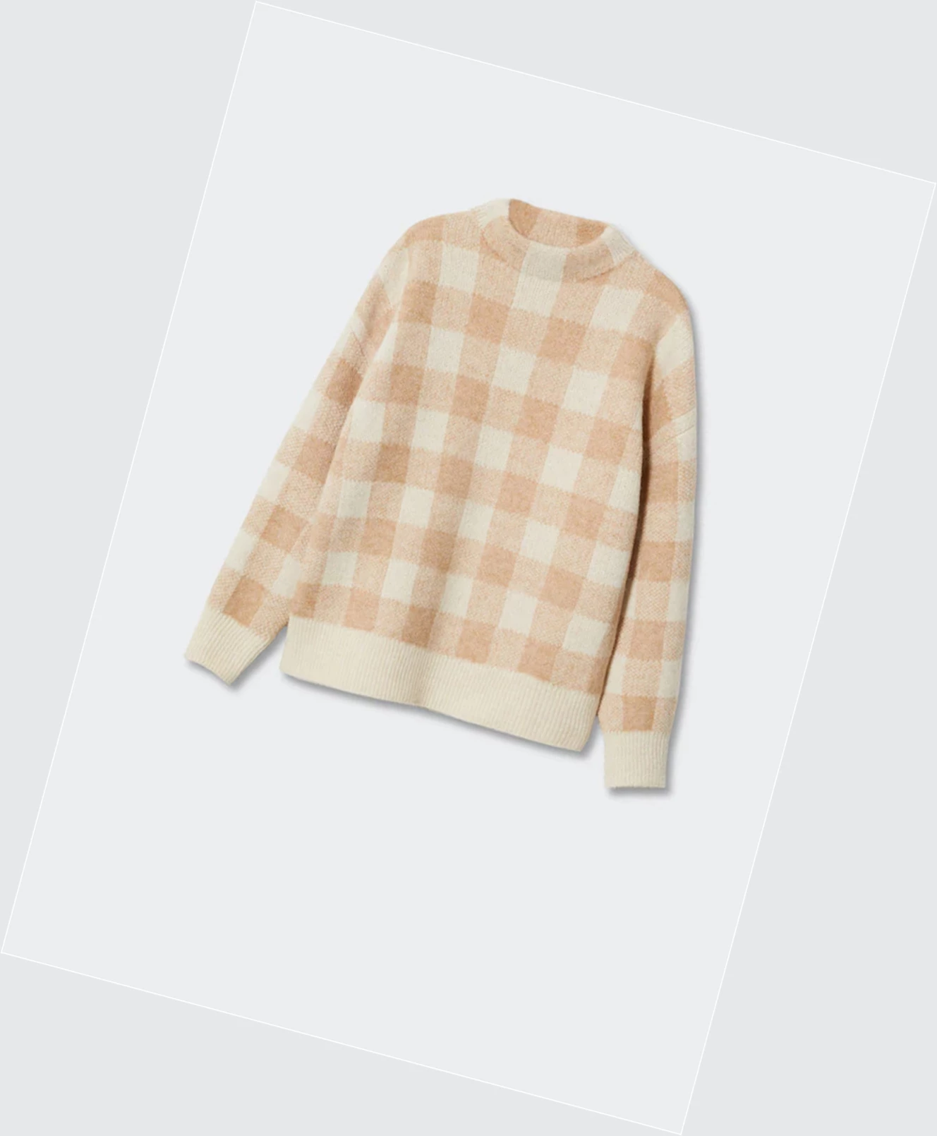 Svetre Mango Perkins Collar Checkered Damske Béžové | SK862580