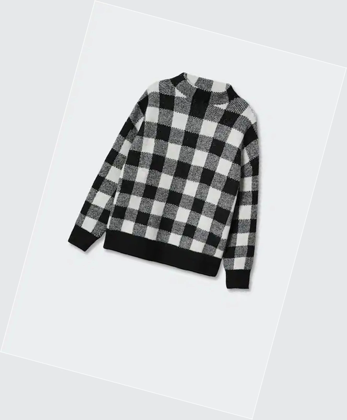 Svetre Mango Perkins Collar Checkered Damske Čierne | SK862613