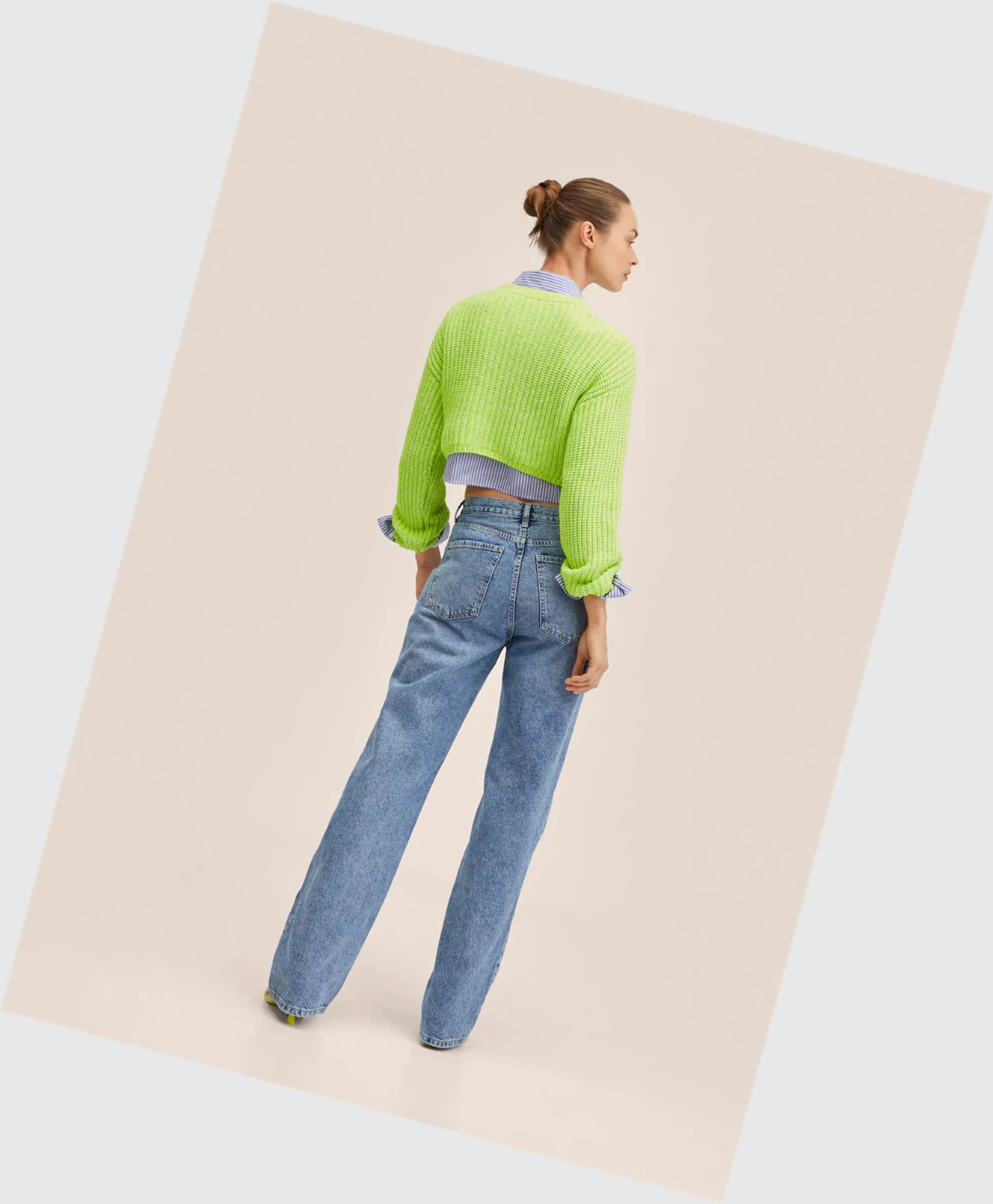 Svetre Mango Pletené Cropped Damske Lime | SK862477