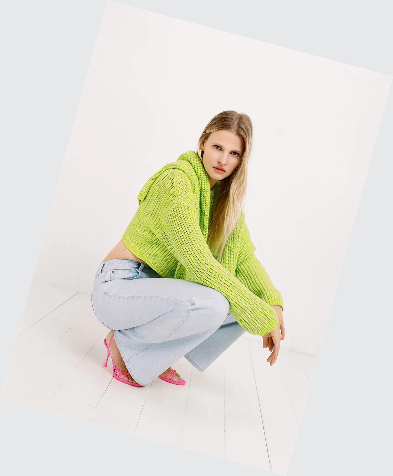 Svetre Mango Pletené Cropped Damske Lime | SK862477