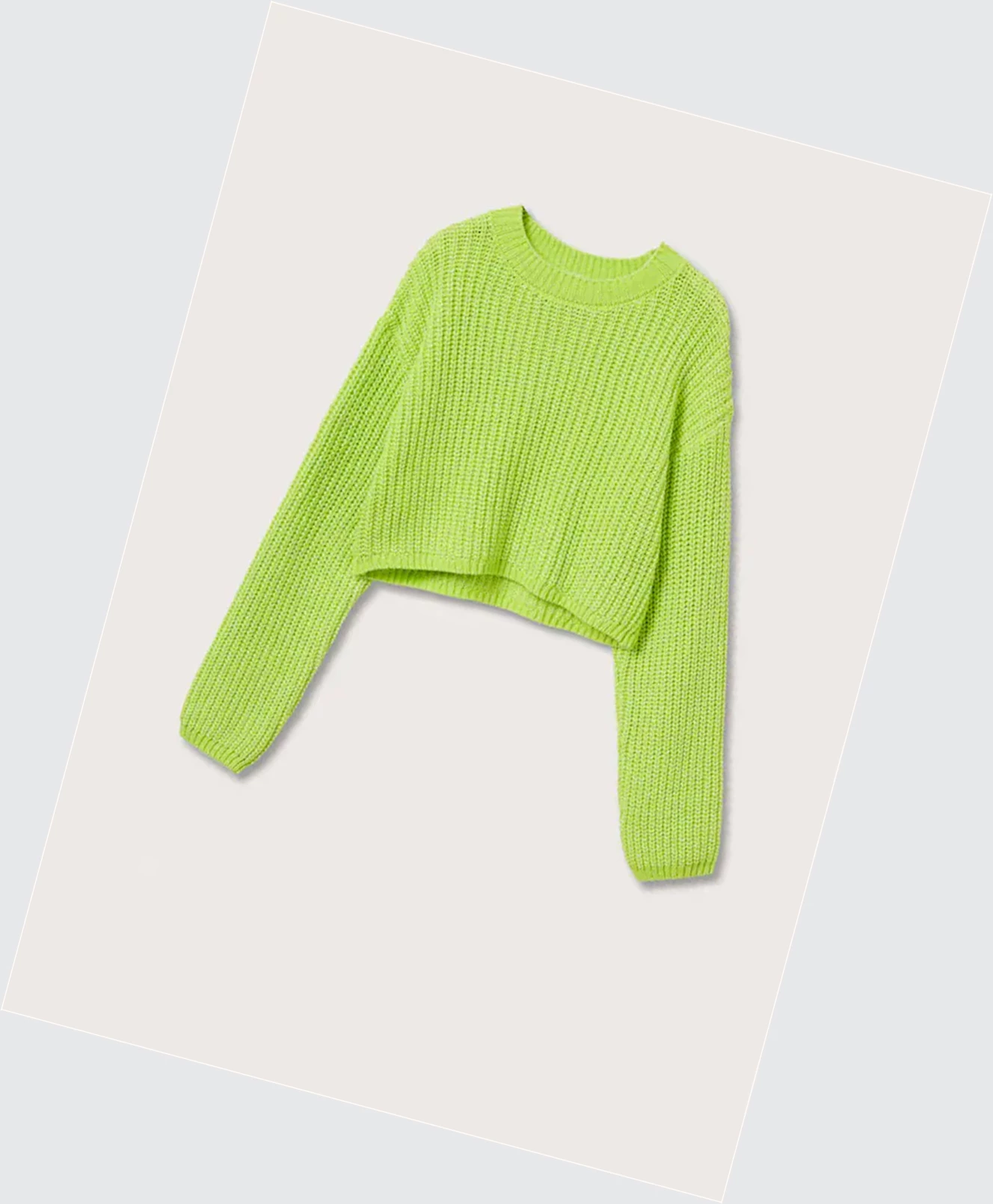 Svetre Mango Pletené Cropped Damske Lime | SK862477