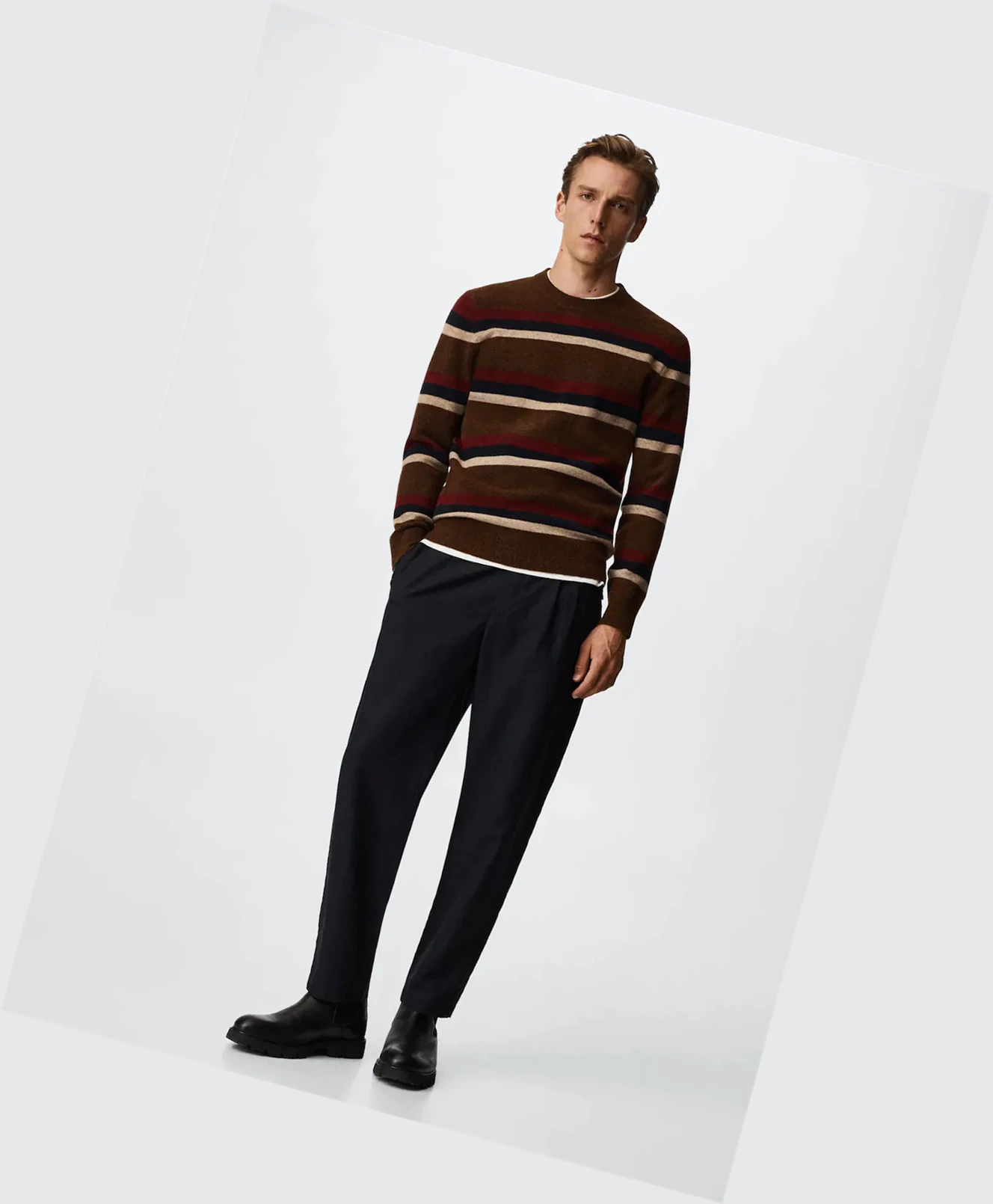 Svetre Mango Stripe Textured Panske Hnede | SK862567