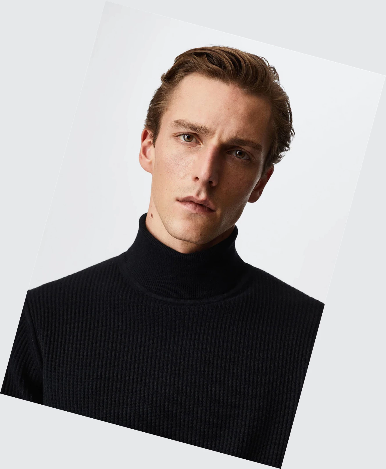 Svetre Mango Structured Turtleneck Panske Čierne | SK862399