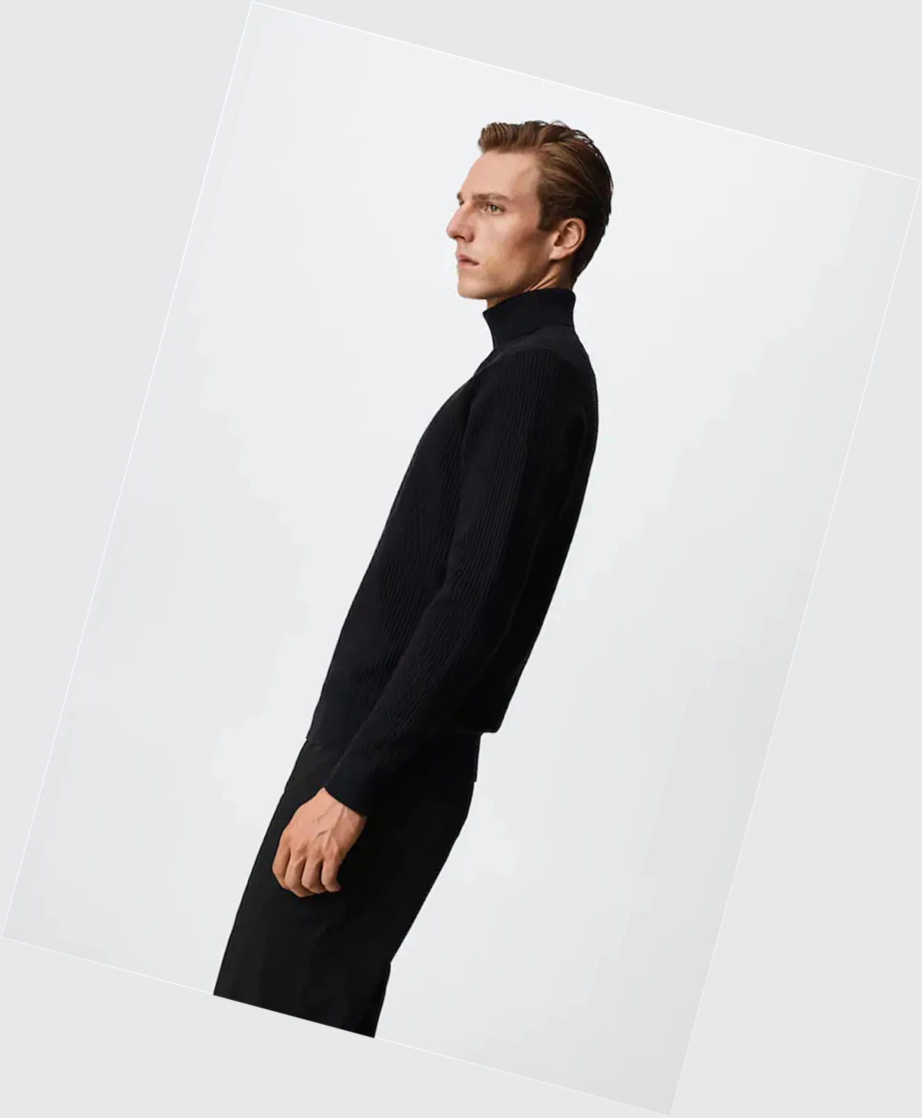 Svetre Mango Structured Turtleneck Panske Čierne | SK862399