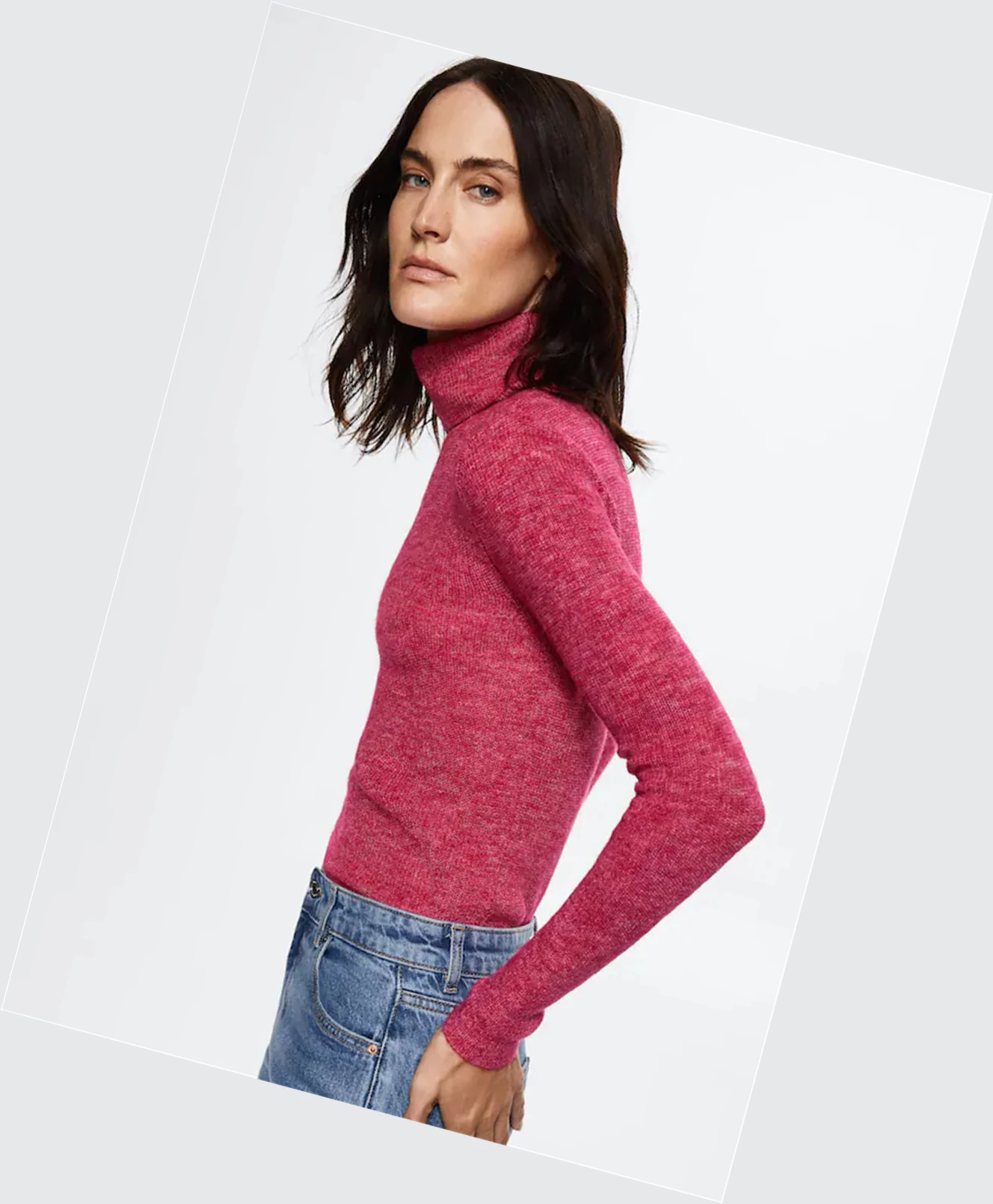 Svetre Mango Turtle Neck Damske Fuchsie | SK862558