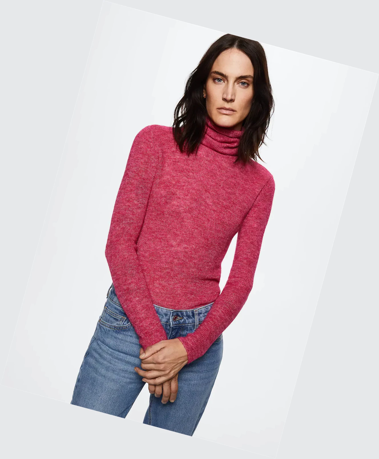 Svetre Mango Turtle Neck Damske Fuchsie | SK862558