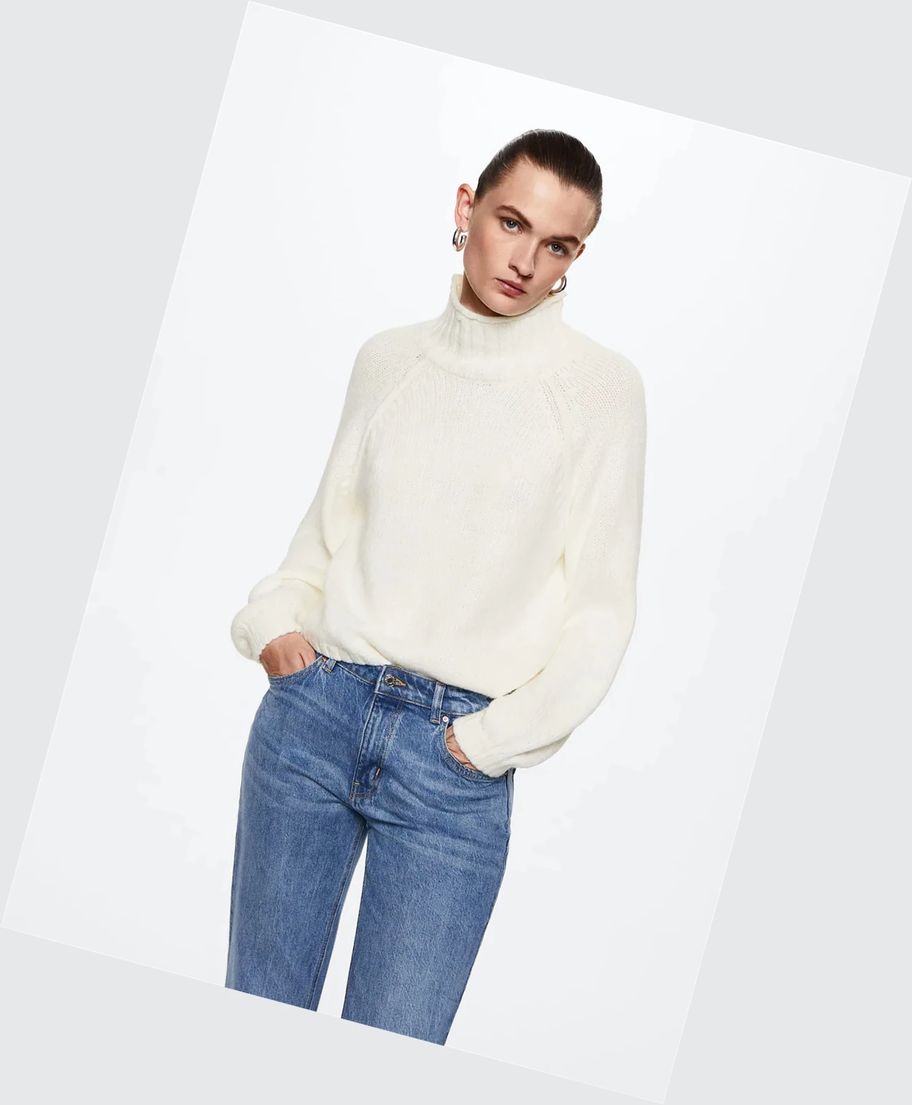 Svetre Mango Turtleneck Damske Biele | SK862397