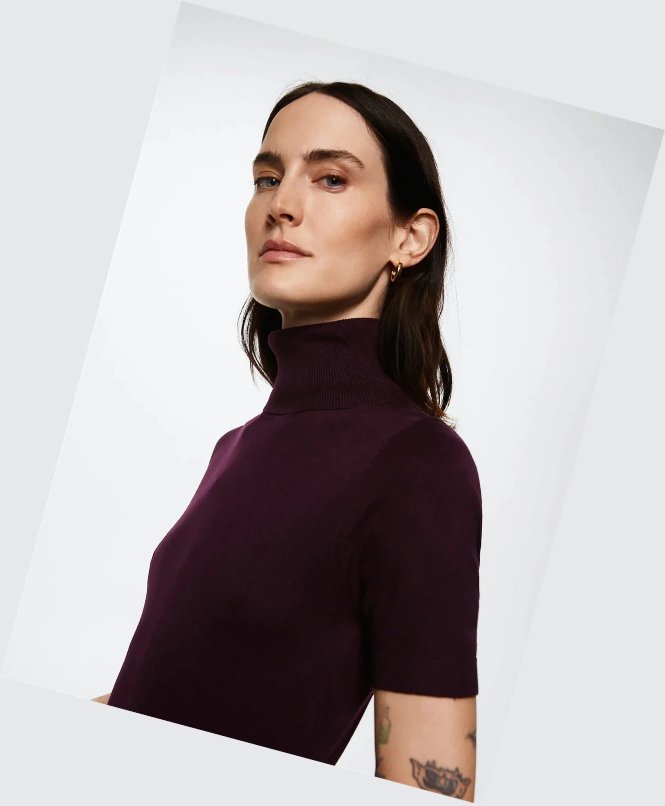 Svetre Mango Turtleneck Pletené Damske Bordove | SK862398