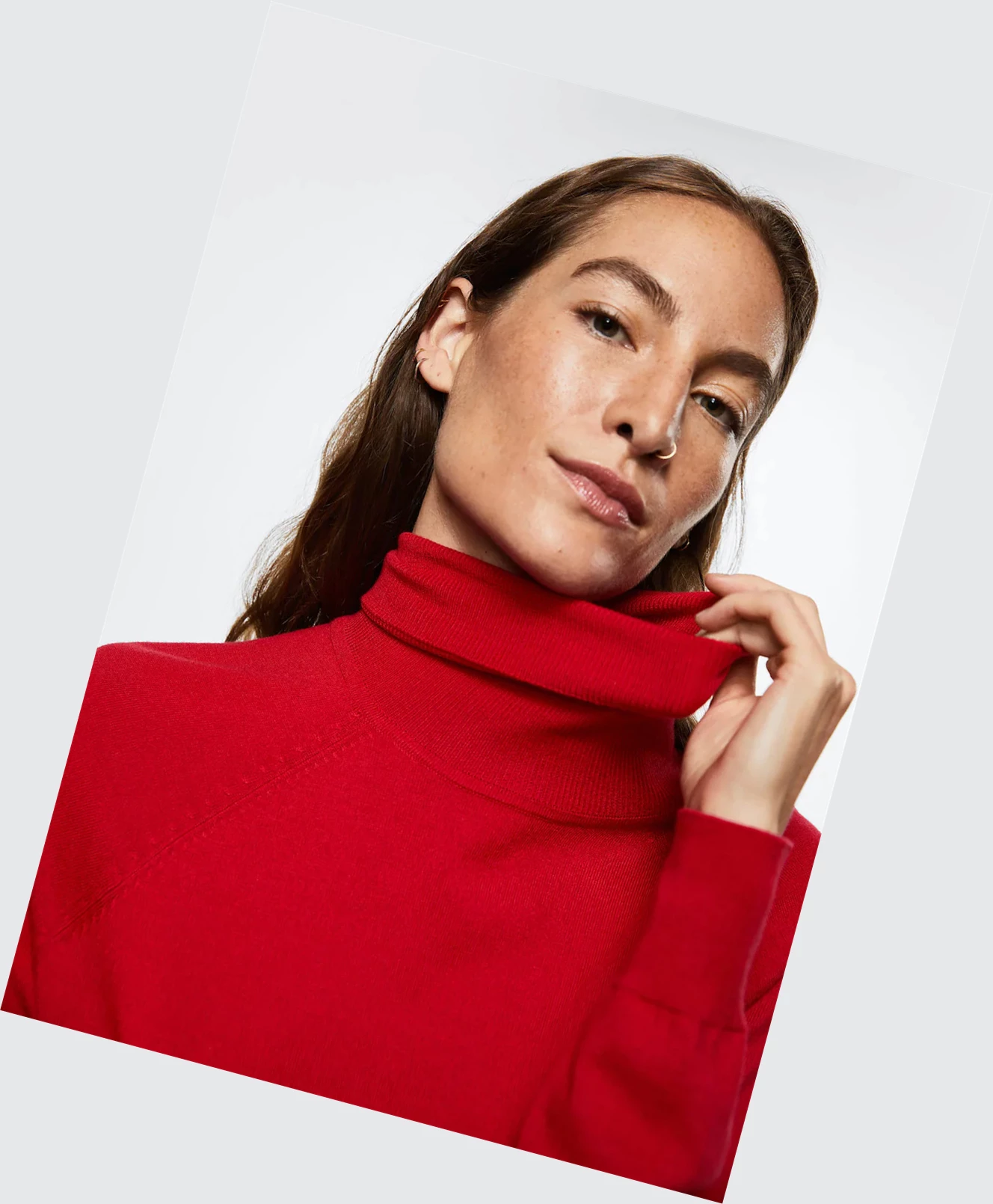 Svetre Mango Turtleneck Pletené Damske Červené | SK862517