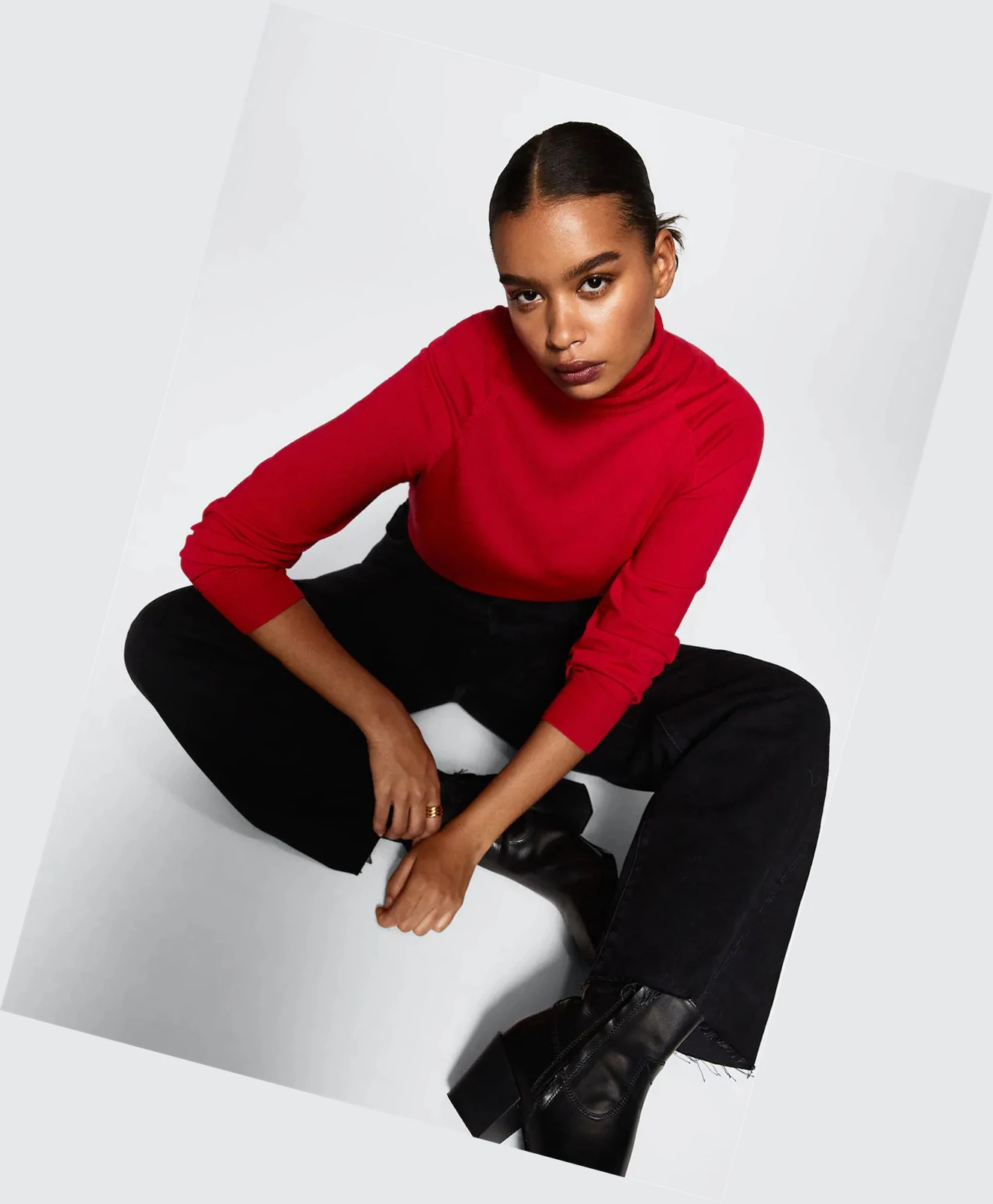 Svetre Mango Turtleneck Pletené Damske Červené | SK862517