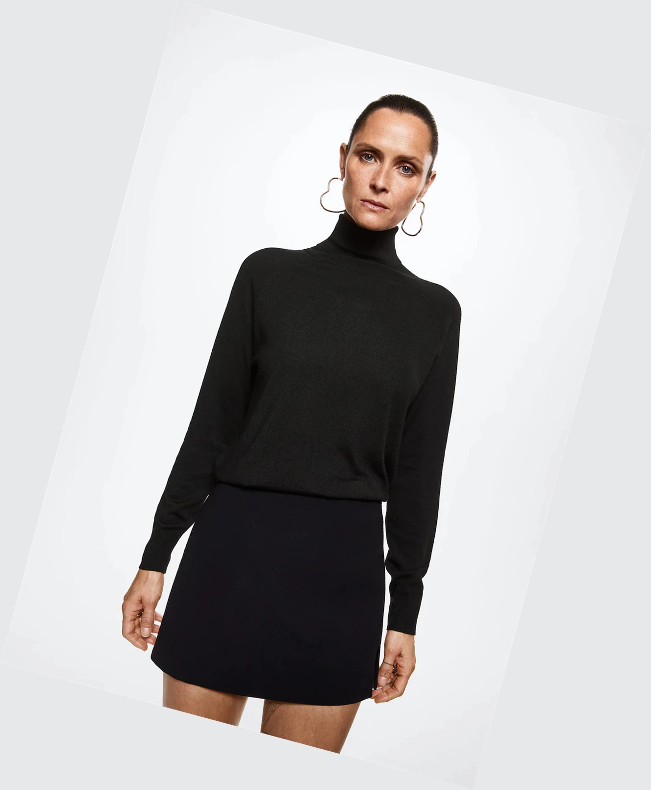 Svetre Mango Turtleneck Pletené Damske Čierne | SK862599