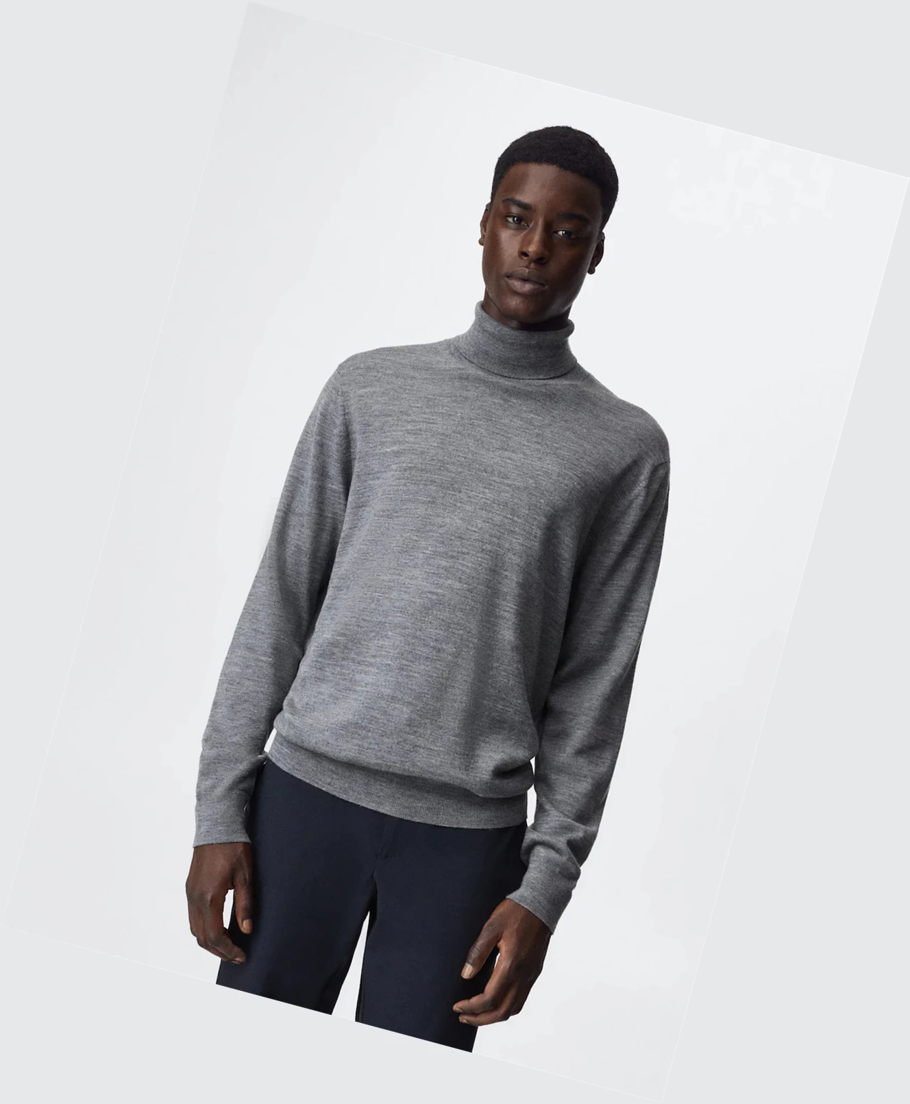 Svetre Mango Turtleneck Vlna Panske Siva | SK862430