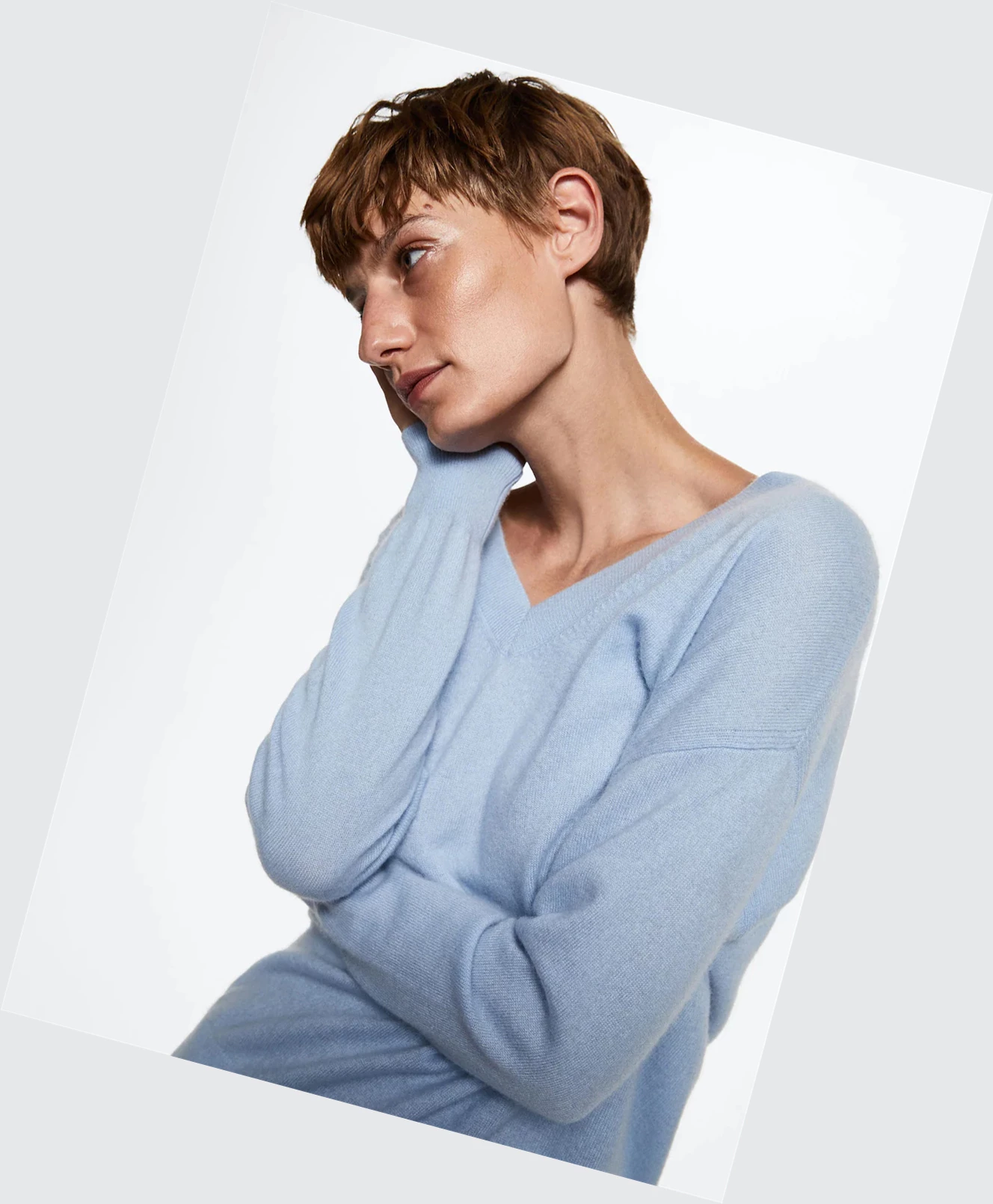 Svetre Mango V-neck Cashmere Damske Modre | SK862402