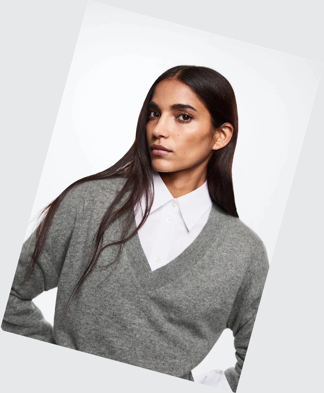 Svetre Mango V-neck Cashmere Damske Siva | SK862387