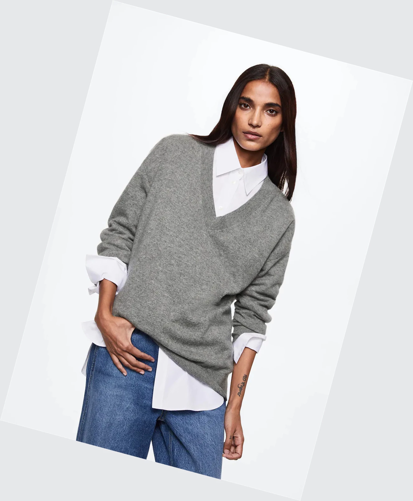 Svetre Mango V-neck Cashmere Damske Siva | SK862387