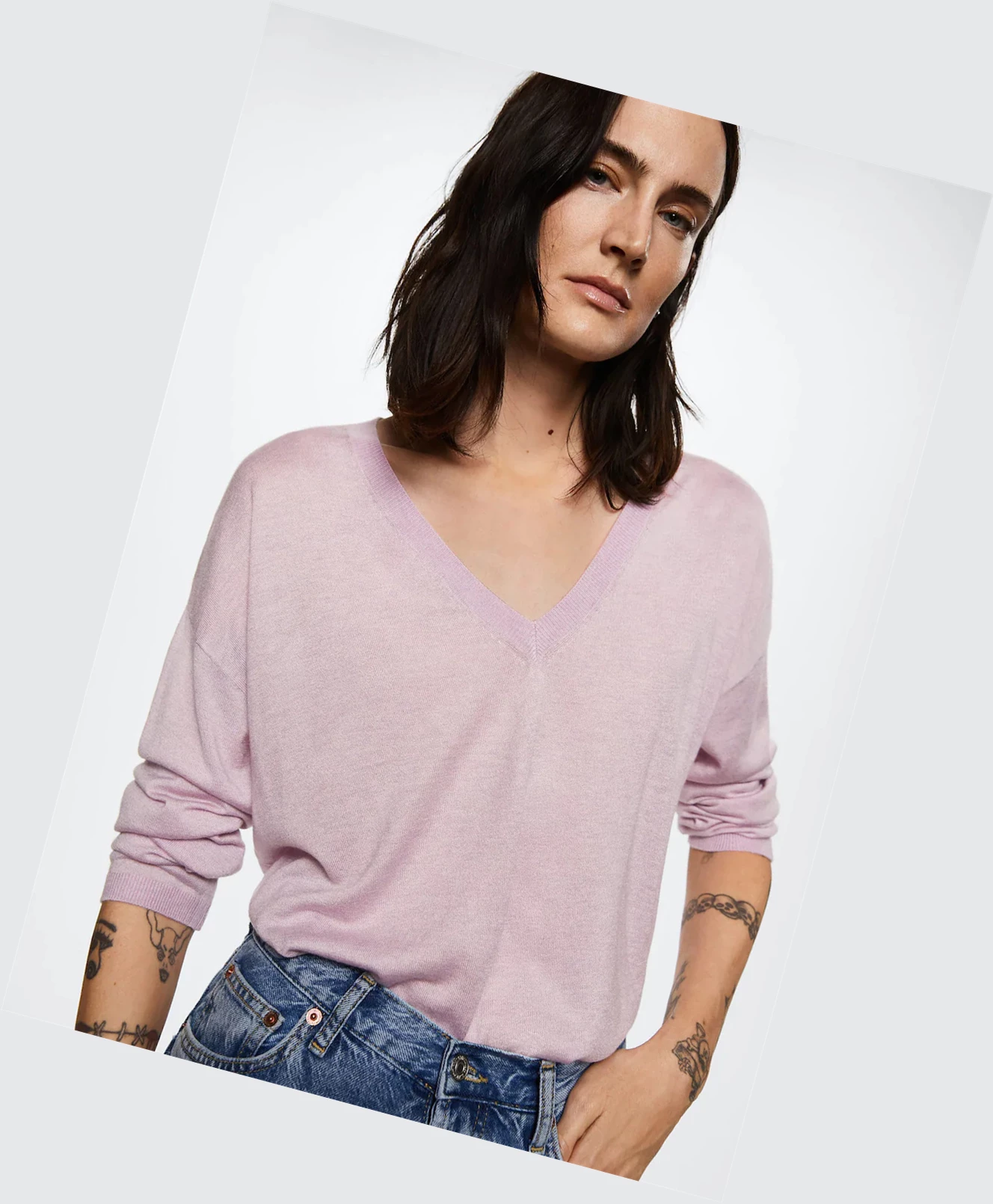 Svetre Mango V-neck Knit Damske Nachový | SK862605