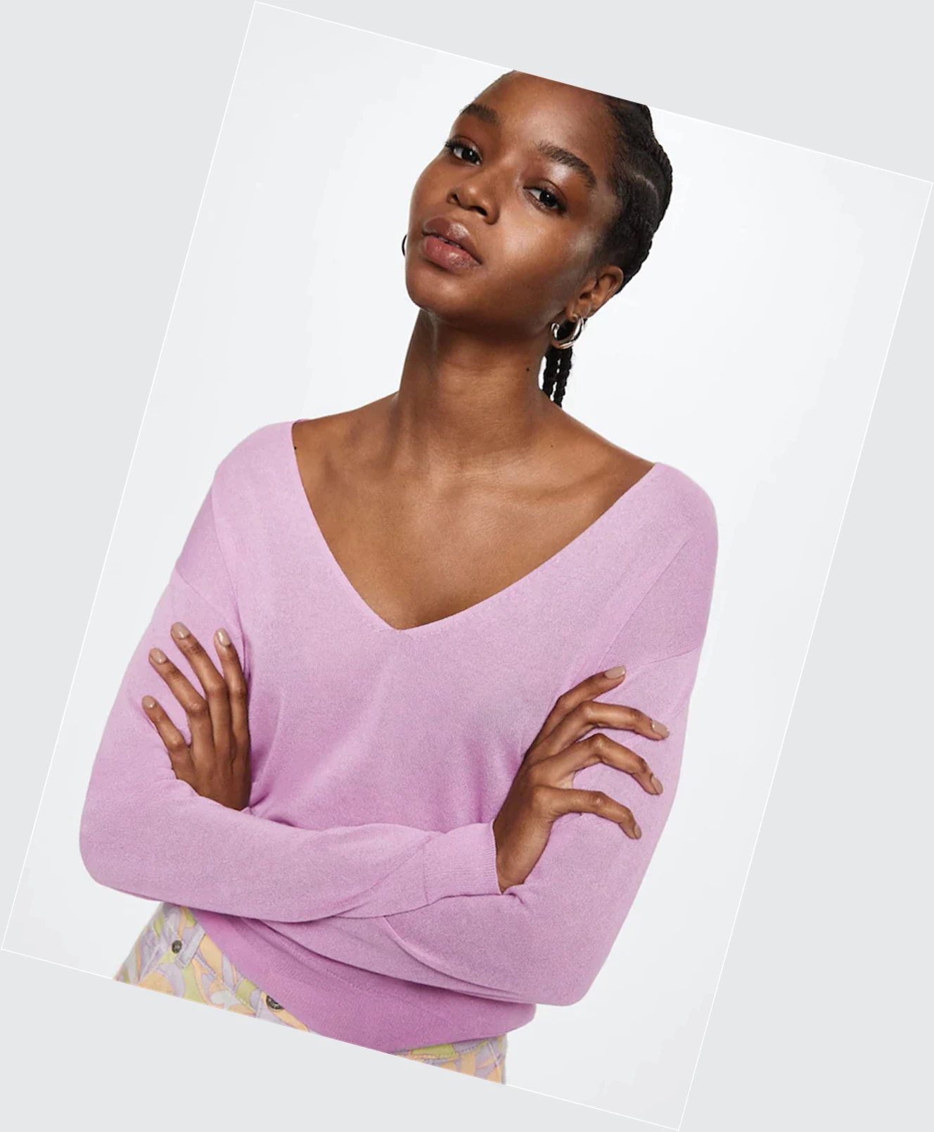 Svetre Mango V-neck Knit Damske Ruzove | SK862602