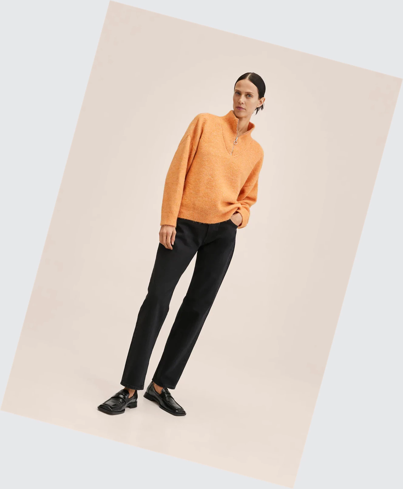 Svetre Mango Zip Knit Damske Oranžové | SK862609