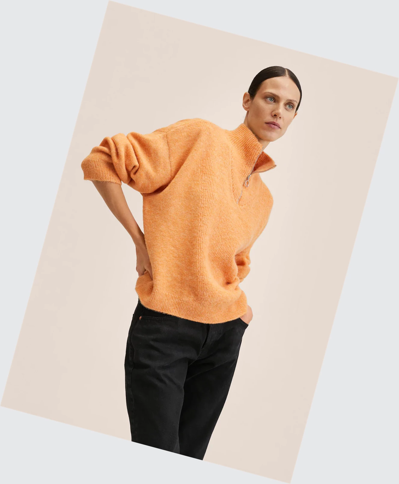 Svetre Mango Zip Knit Damske Oranžové | SK862609