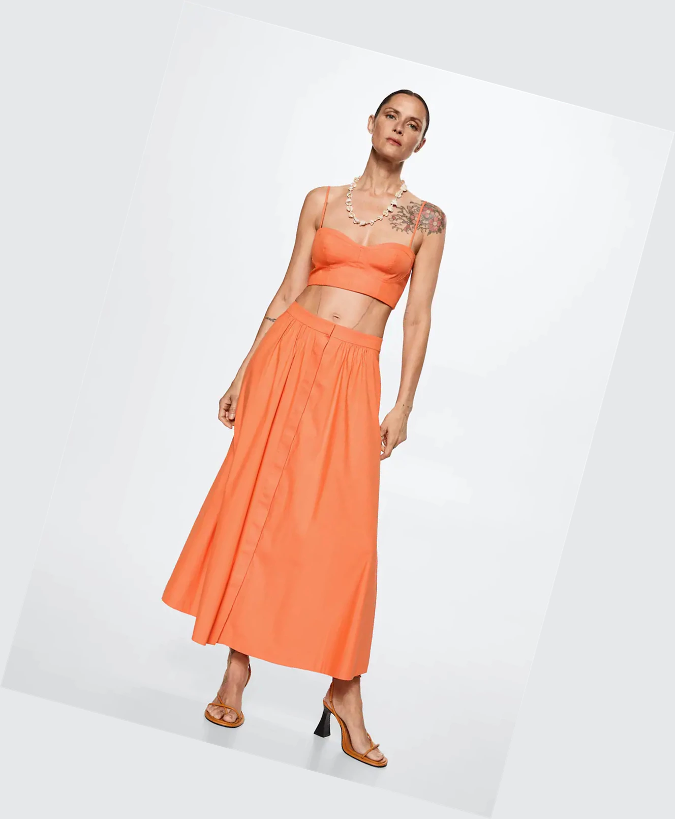 Topy Mango Bavlnene Crop Damske Clementine | SK863233