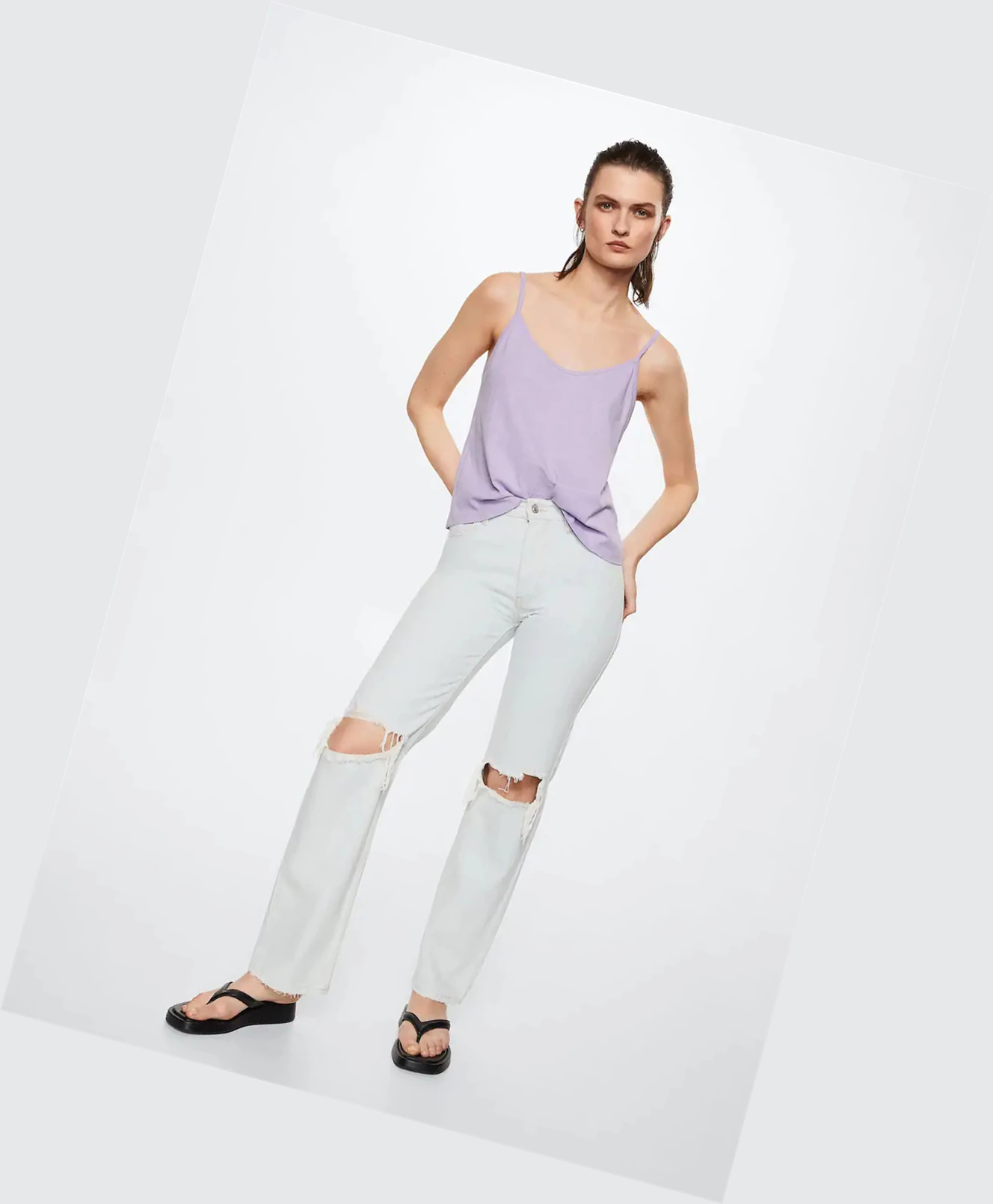 Topy Mango Bavlnene Linen-blend Damske Nachový | SK863245