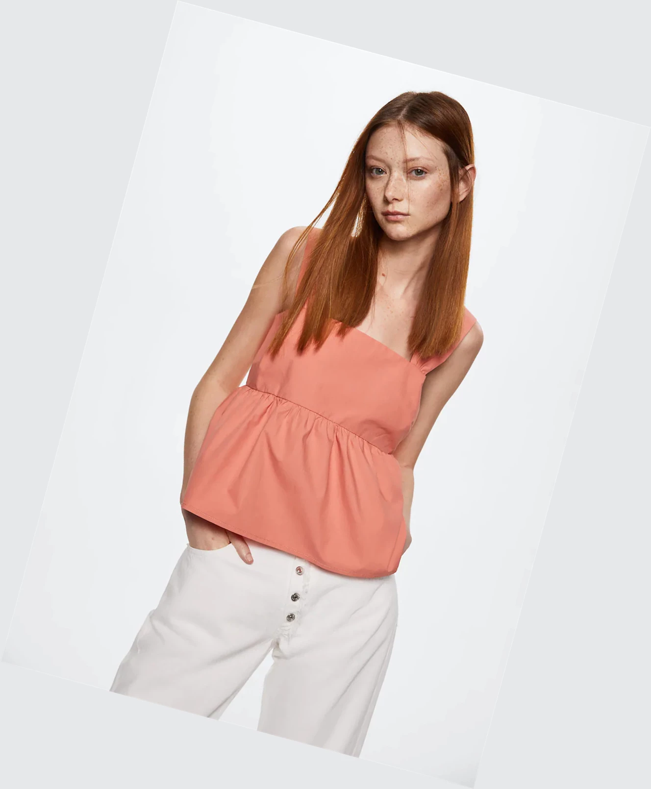 Topy Mango Bavlnene With Ruffles Damske Ruzove | SK863221