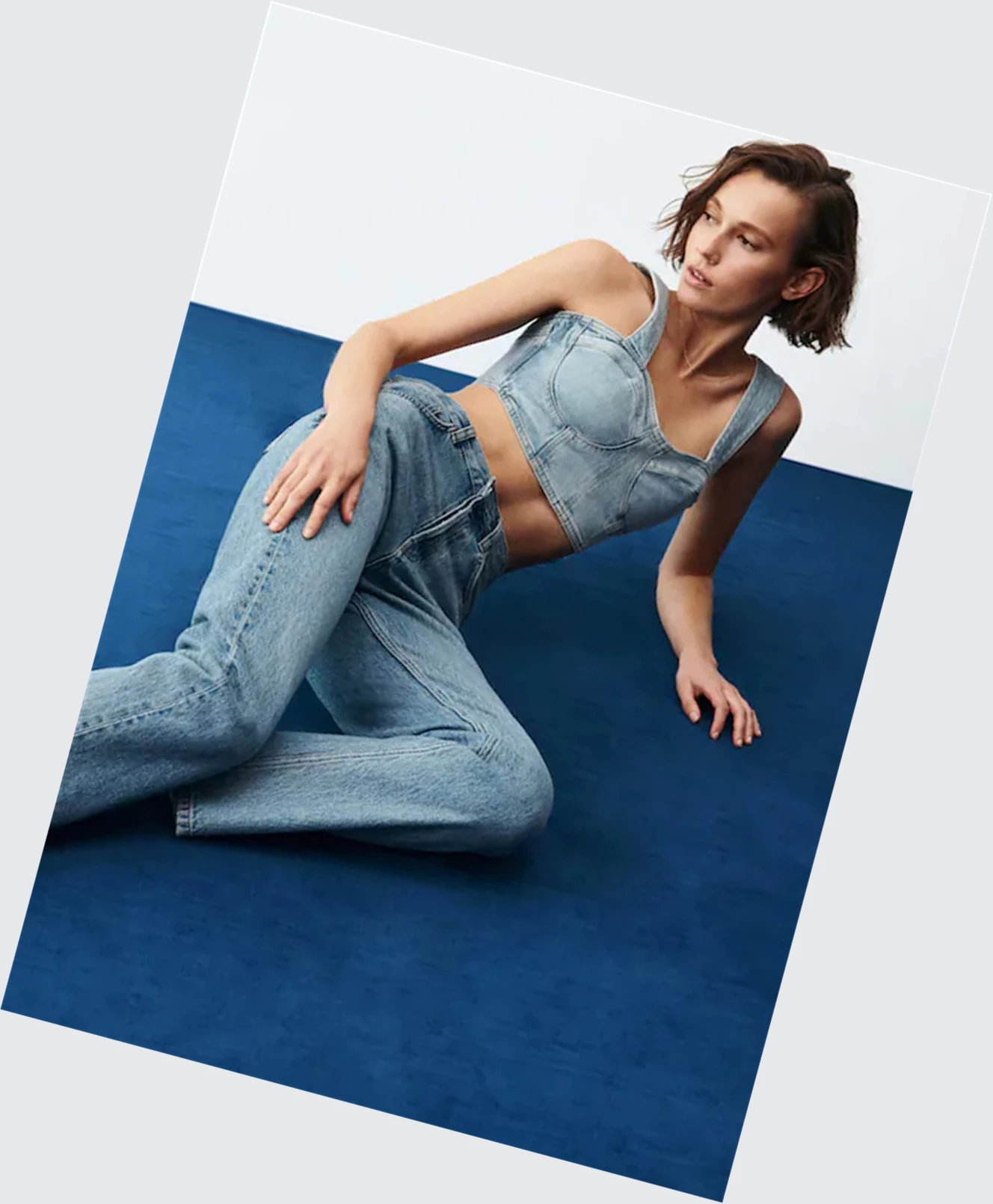 Topy Mango Denim Crop Damske Modre | SK863244