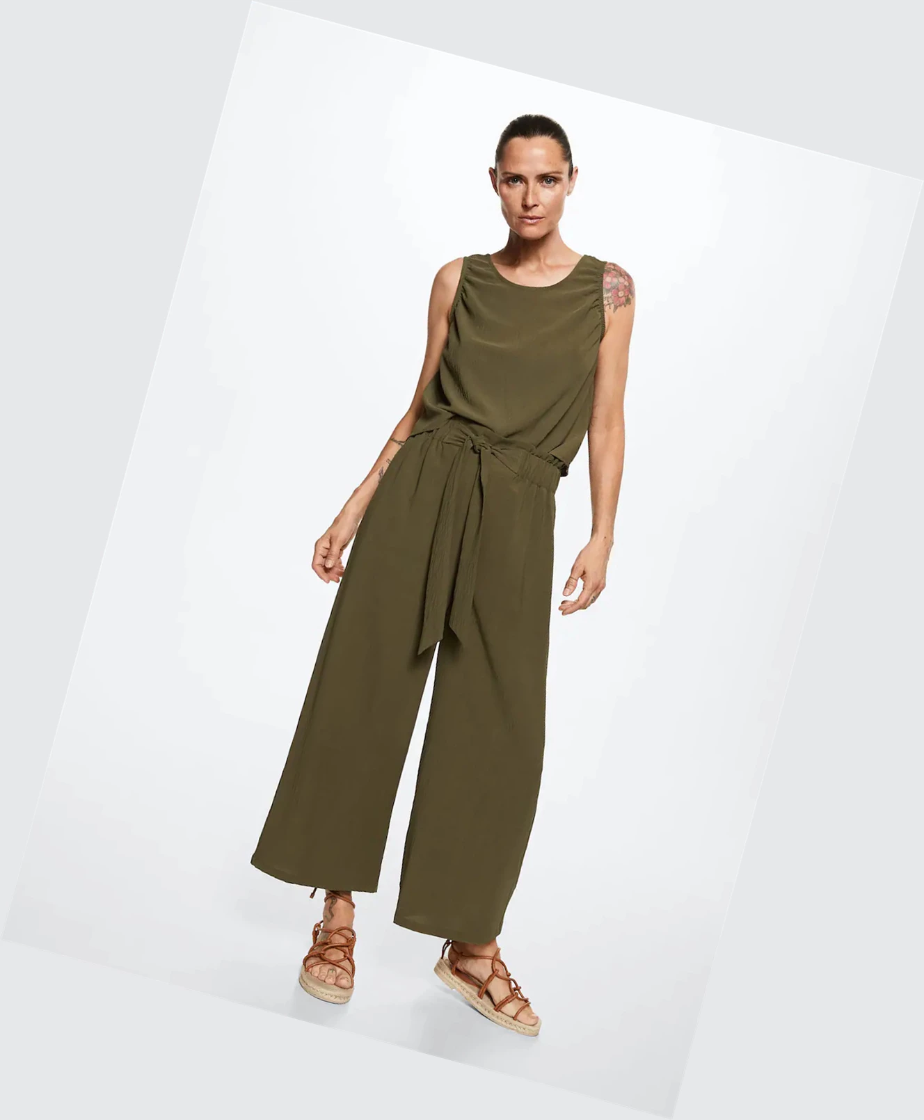 Topy Mango Draped Crop Damske Hnedožltý | SK863256