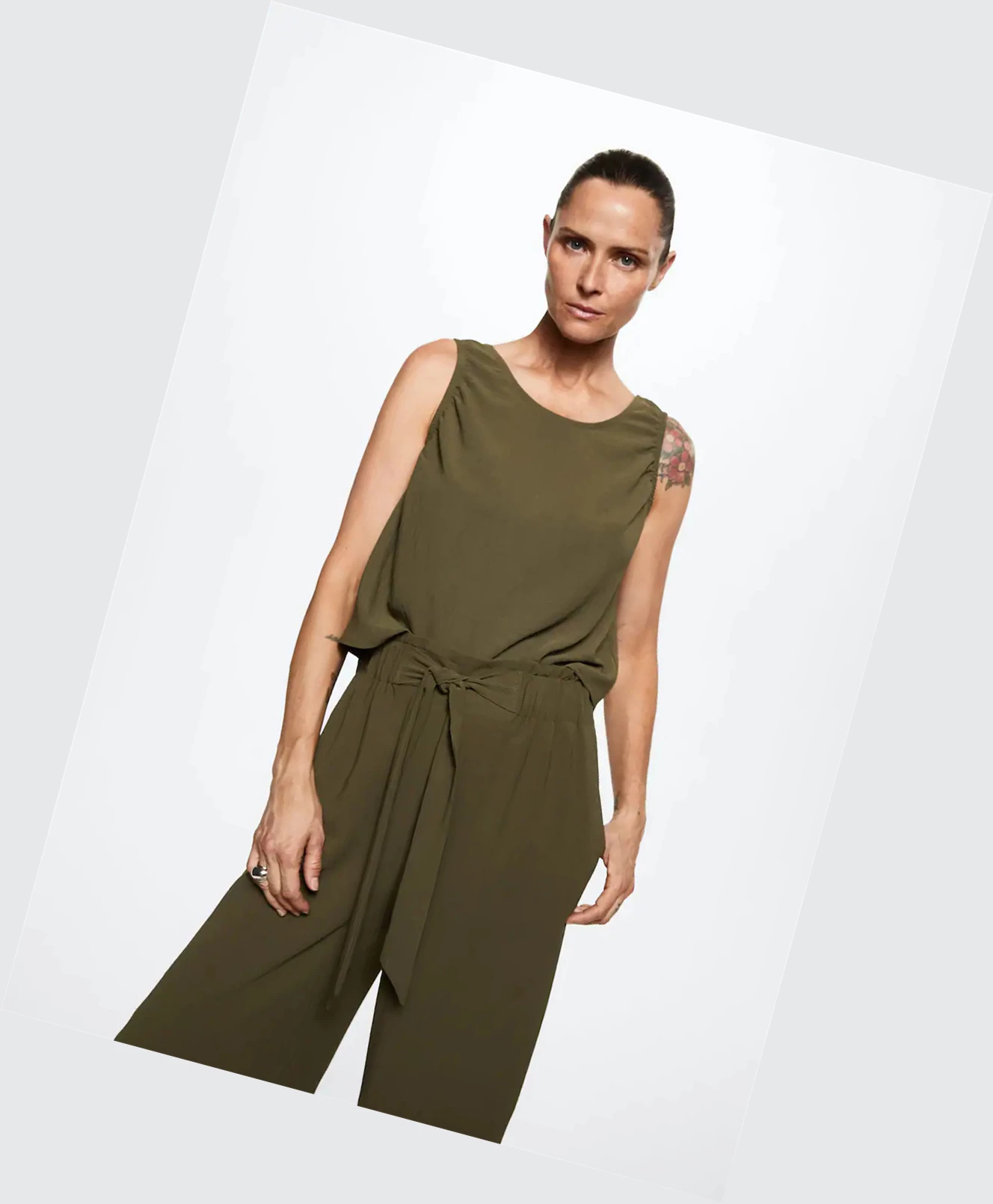 Topy Mango Draped Crop Damske Hnedožltý | SK863256