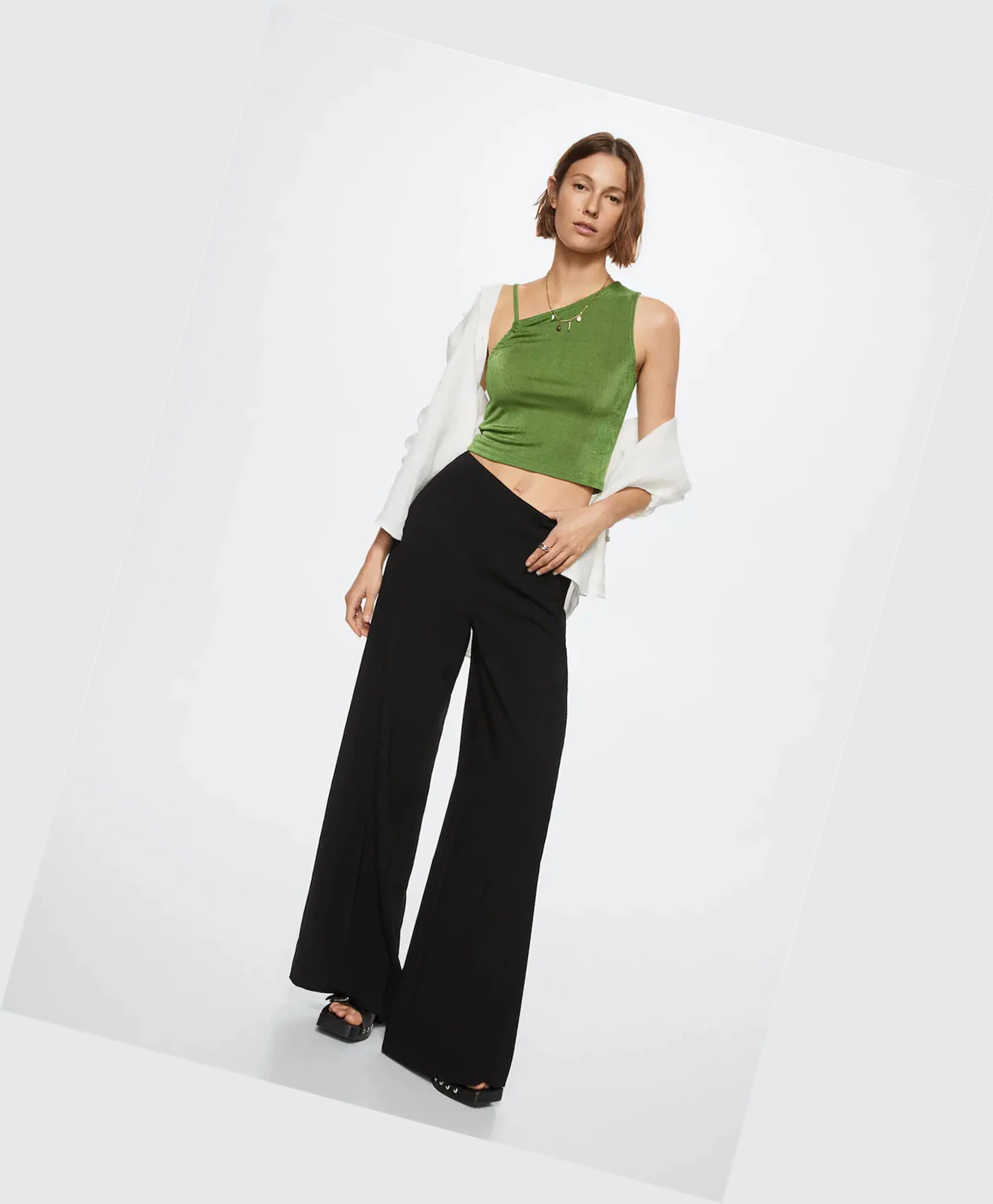 Topy Mango Knit Asymmetric Damske Zelene | SK863191