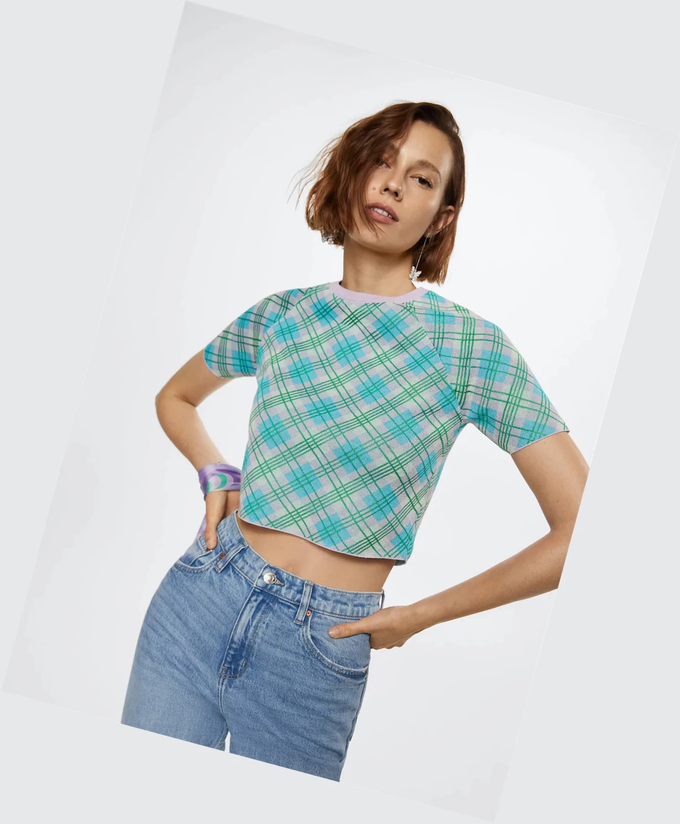 Topy Mango Pletené Cropped Damske Modre | SK863262