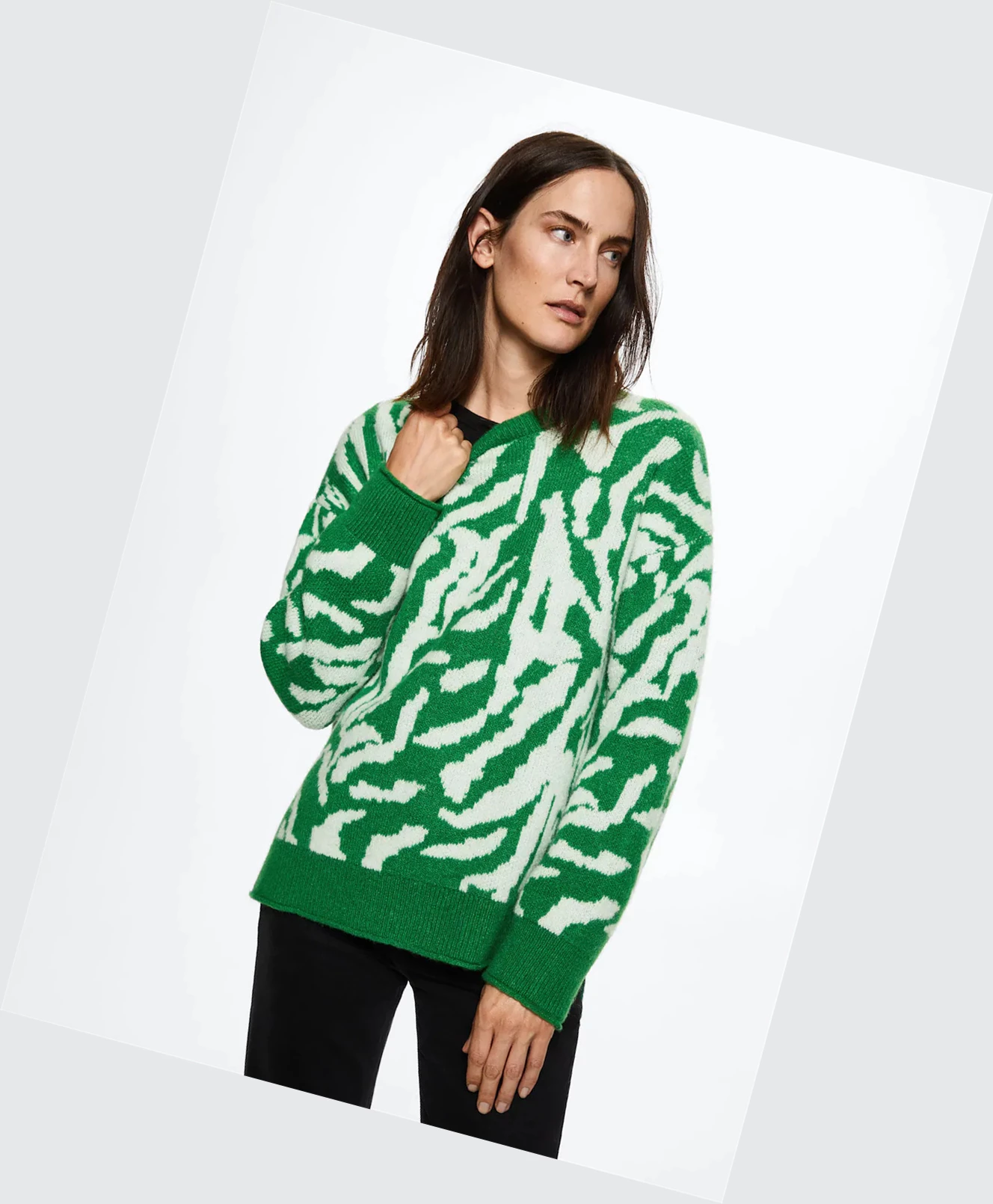 Tričko Mango Animal Print Knit Damske Zelene | SK861050