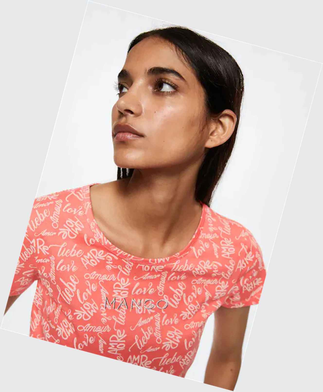 Tričko Mango Embroidered Logo Print Damske Grapefruit | SK863044