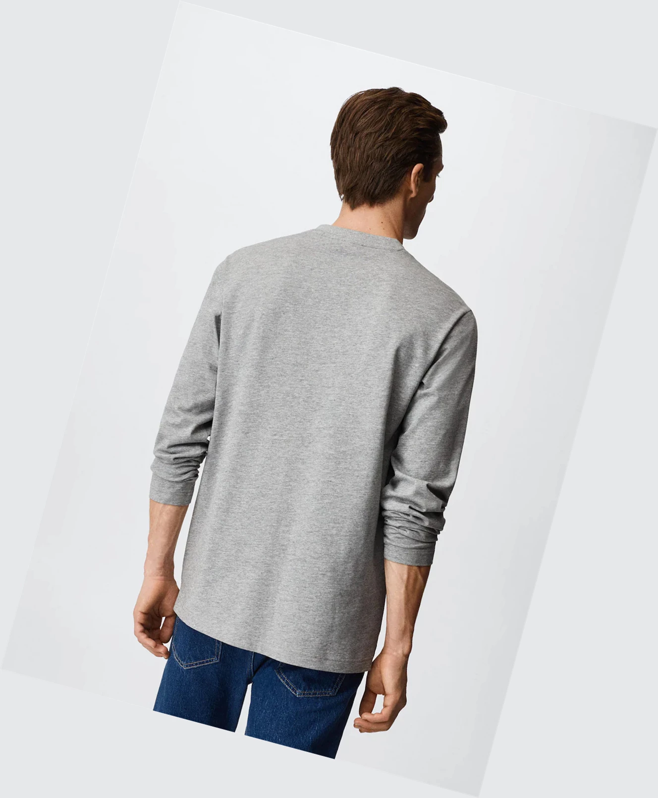 Tričko Mango Henley Collar Long Sleeve Panske Siva | SK862863