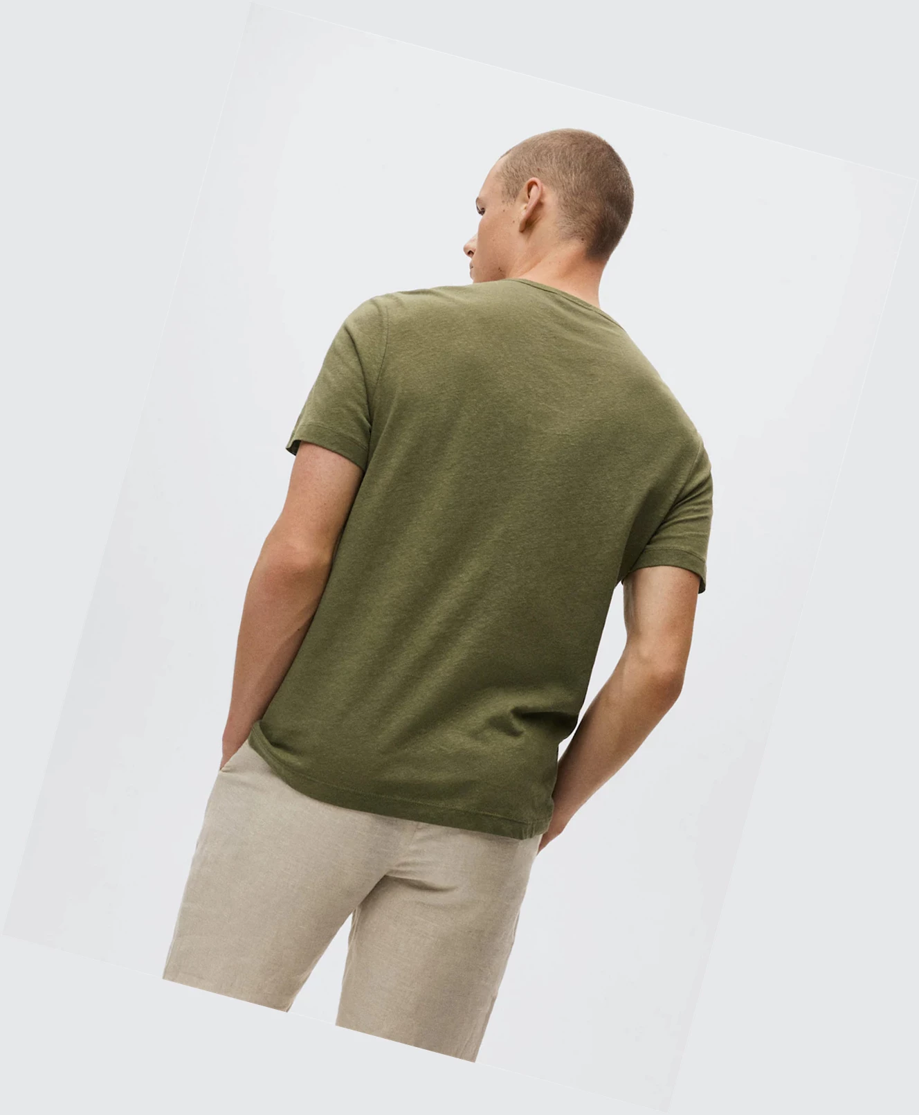 Tričko Mango Henley Linen-blend Panske Hnedožltý | SK862946