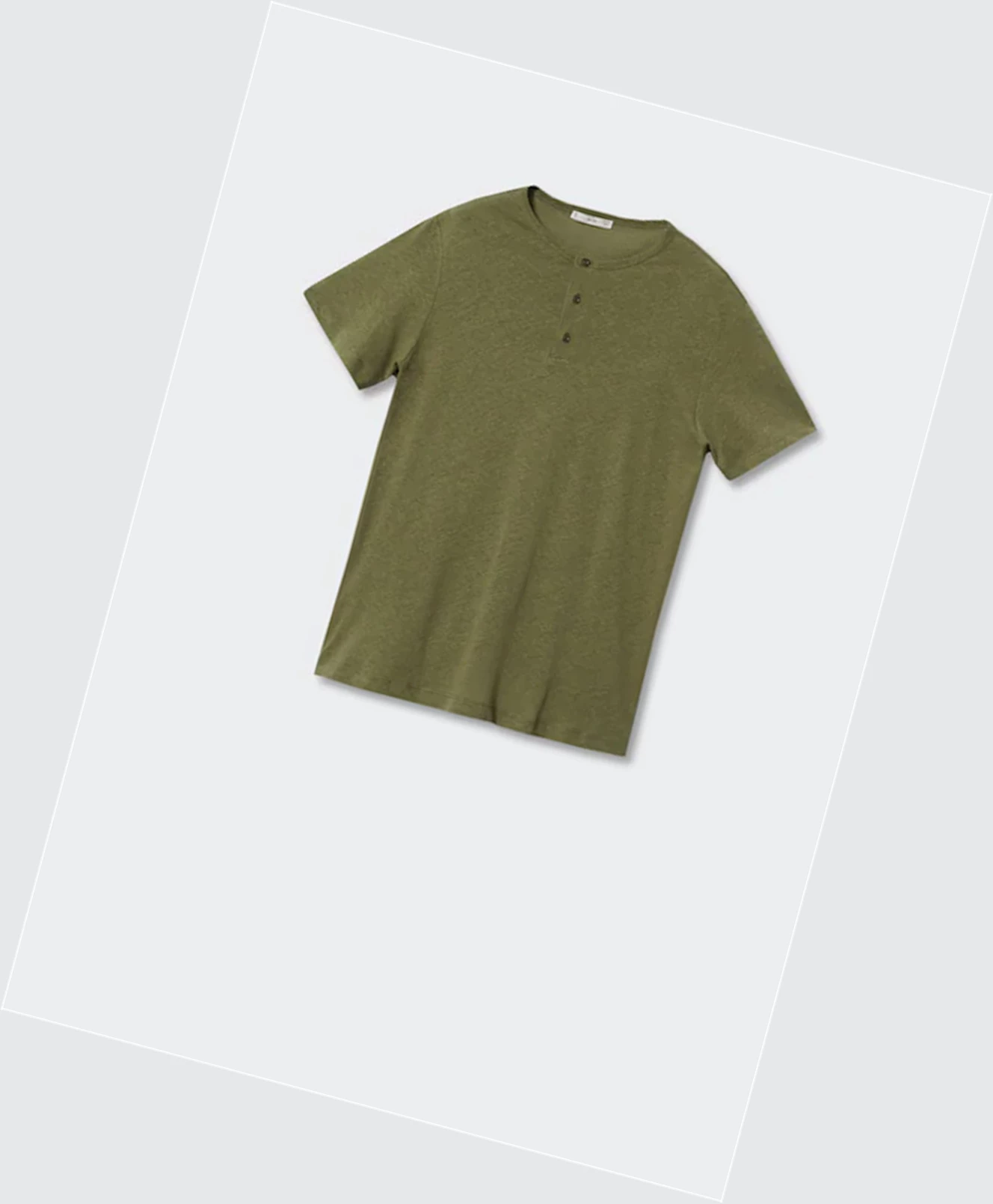 Tričko Mango Henley Linen-blend Panske Hnedožltý | SK862946