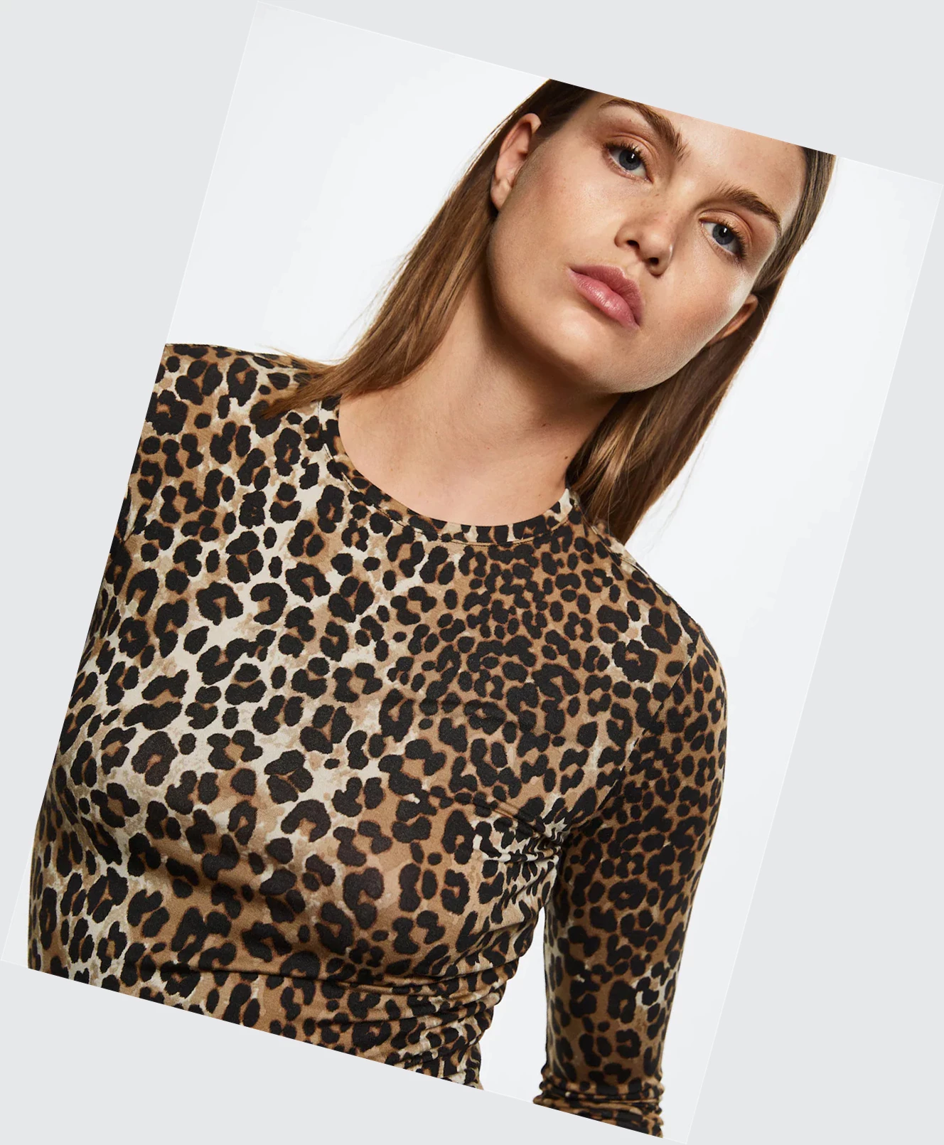 Tričko Mango Leopard-print Damske Hnede | SK863069