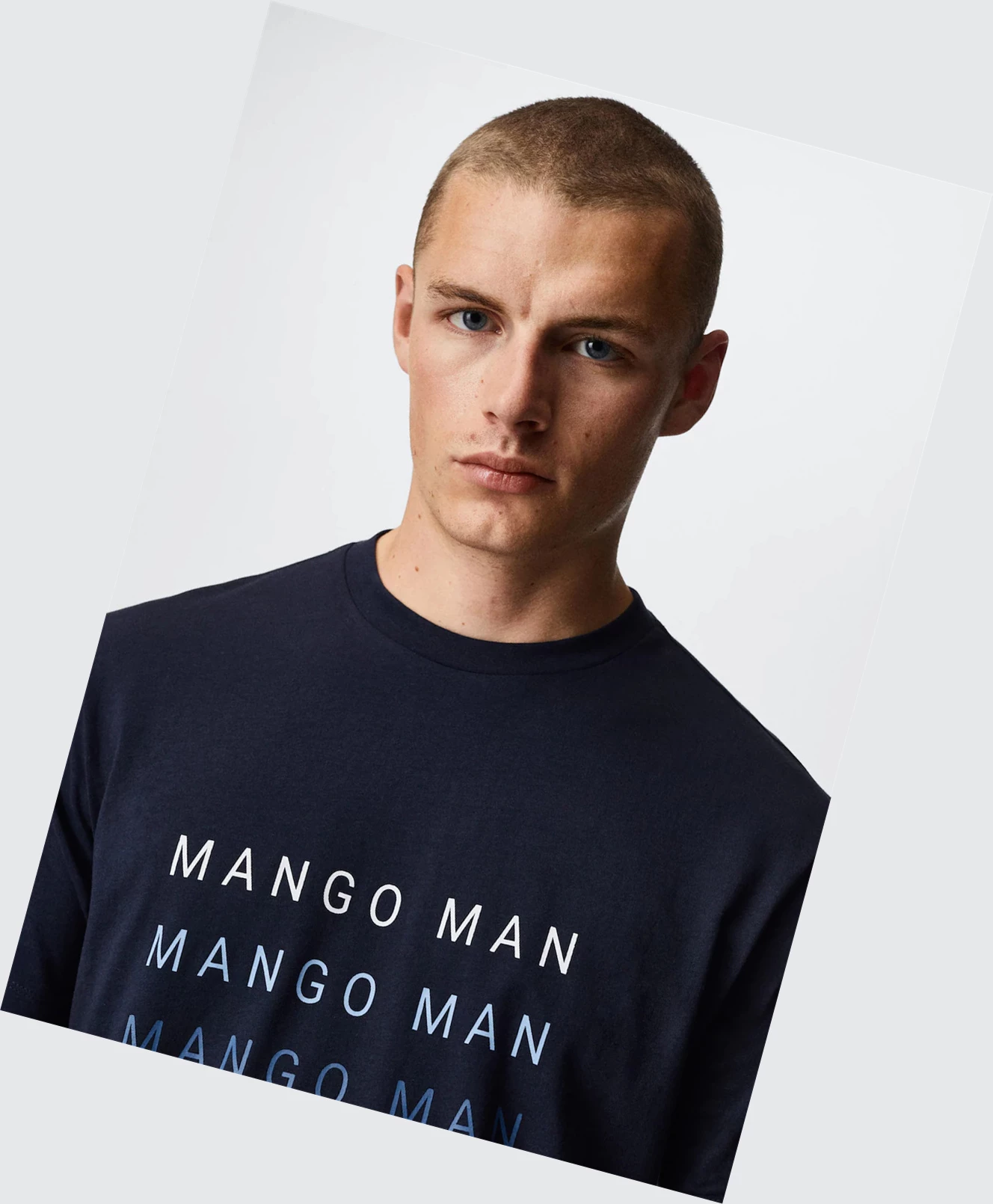 Tričko Mango Logo Print Panske Námornícka Modrá | SK862760