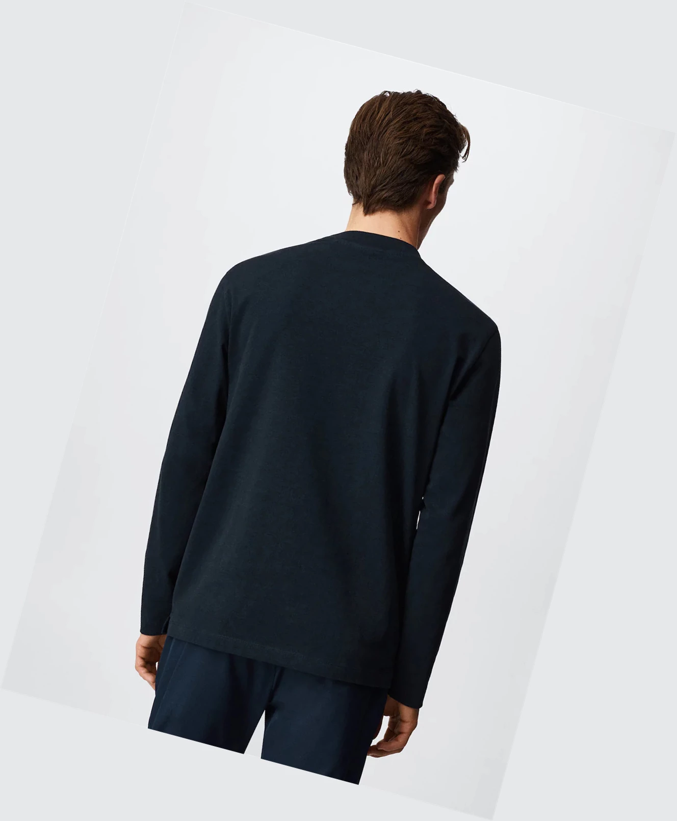 Tričko Mango Long Sleeve Bavlnene Panske Námornícka Modrá | SK862772