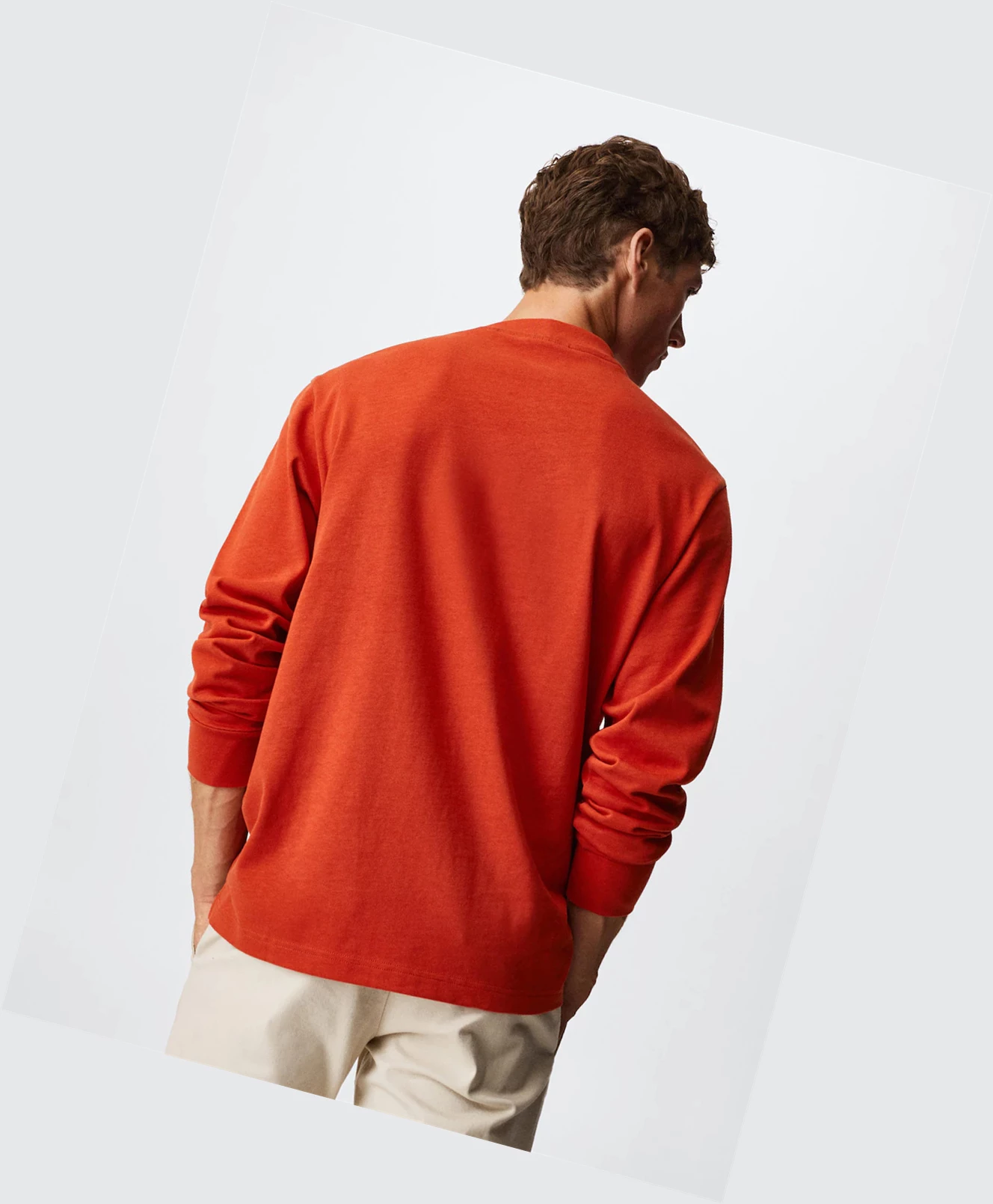 Tričko Mango Long Sleeve Bavlnene Panske Oranžové | SK863038