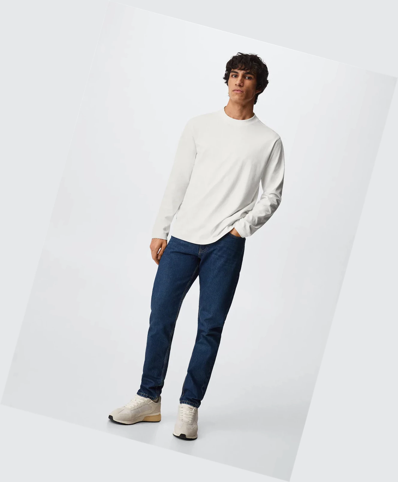 Tričko Mango Long Sleeve Bavlnene Panske Biele | SK863114