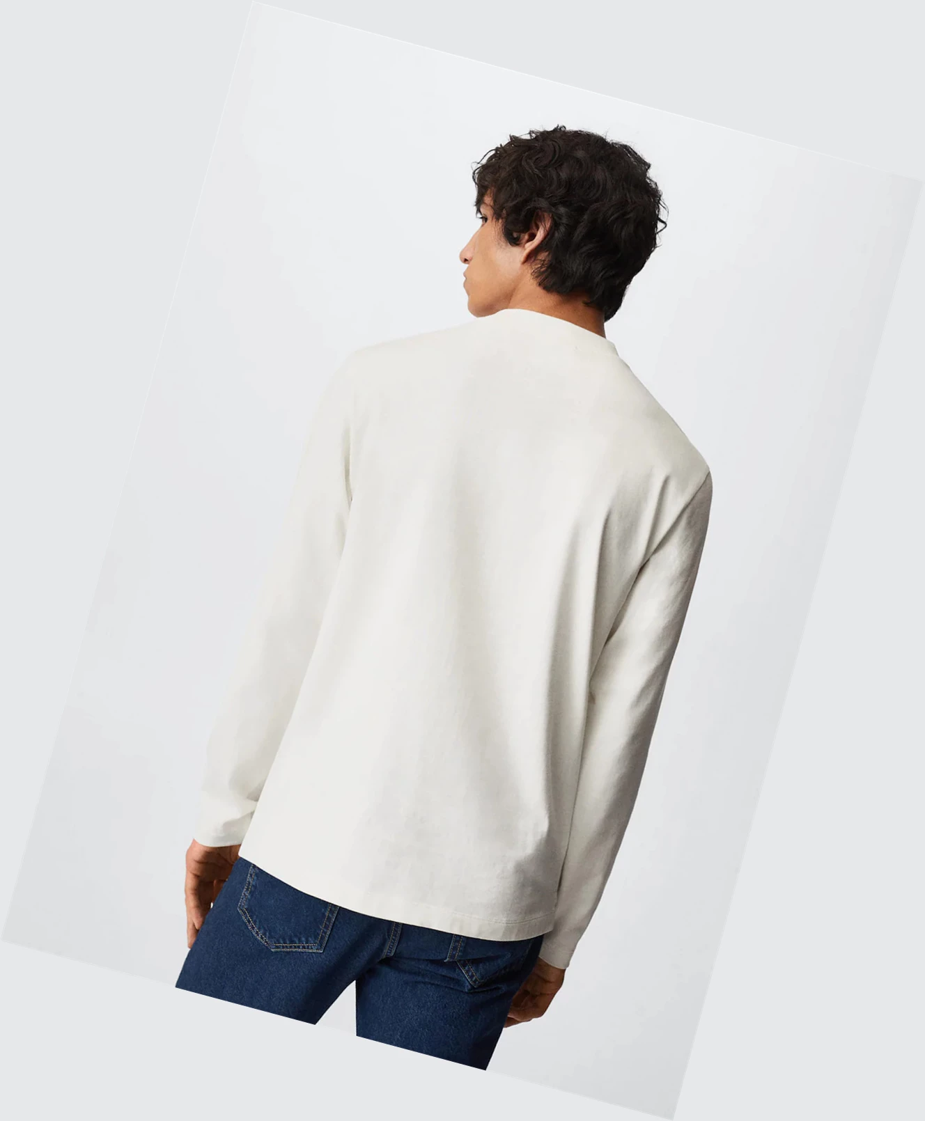 Tričko Mango Long Sleeve Bavlnene Panske Biele | SK863114