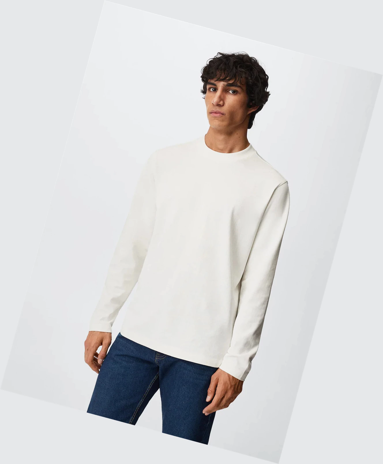 Tričko Mango Long Sleeve Bavlnene Panske Biele | SK863114